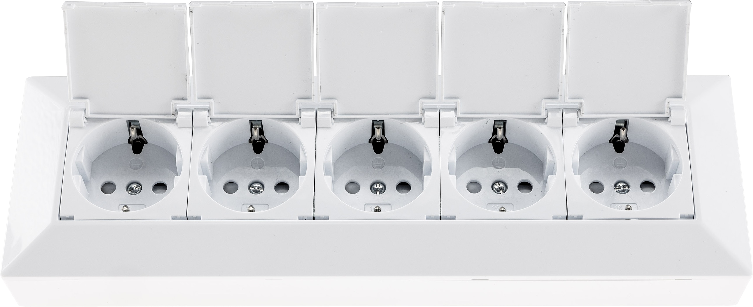CHILITEC Steckdosenblock 23940, 5-fach, mit Schutzklappen, 250V/16A, weiß