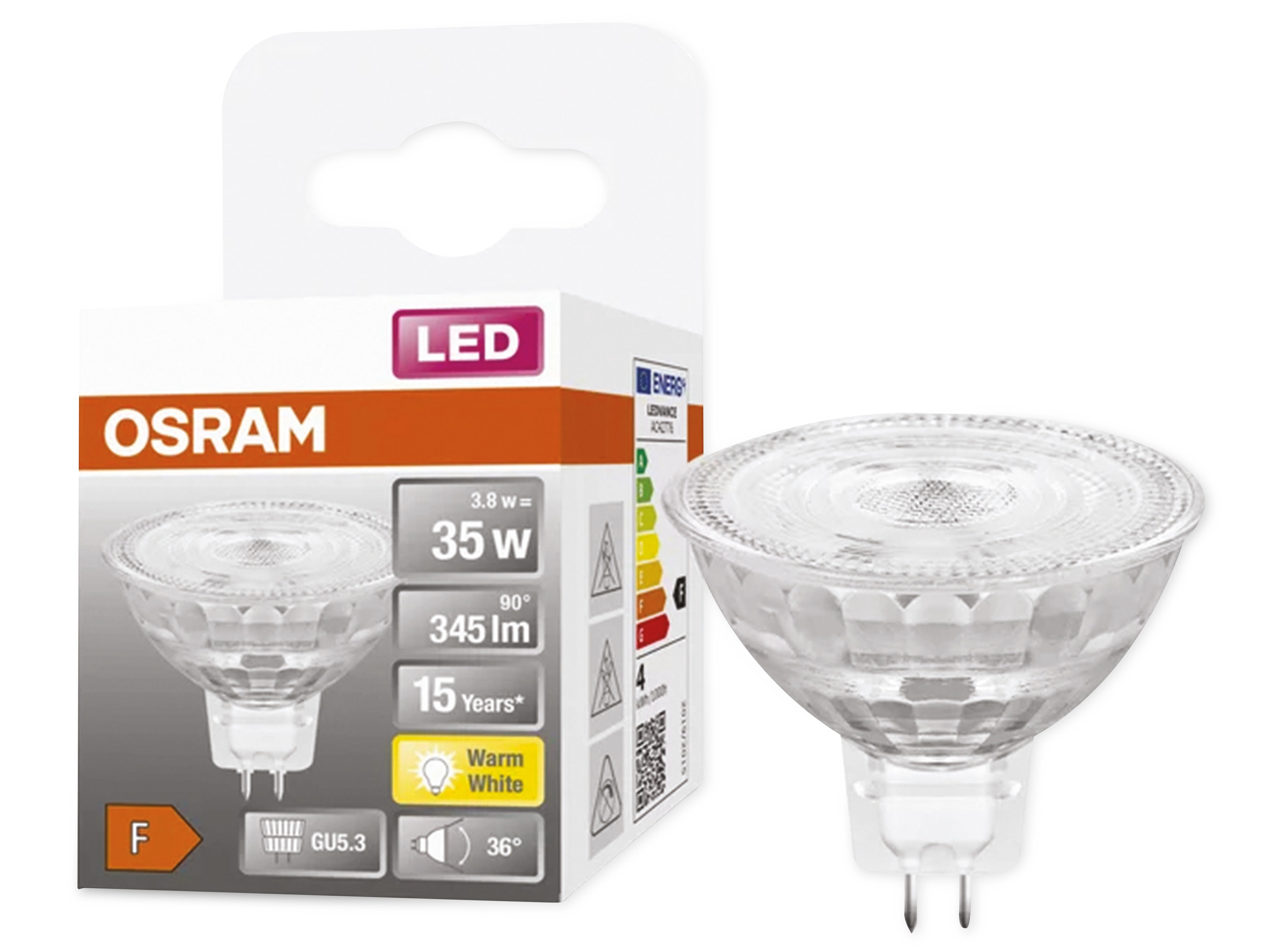 OSRAM LED-Lampe, PAR16, GU5.3, EEK: F, 3,8W, 345lm, 2700K