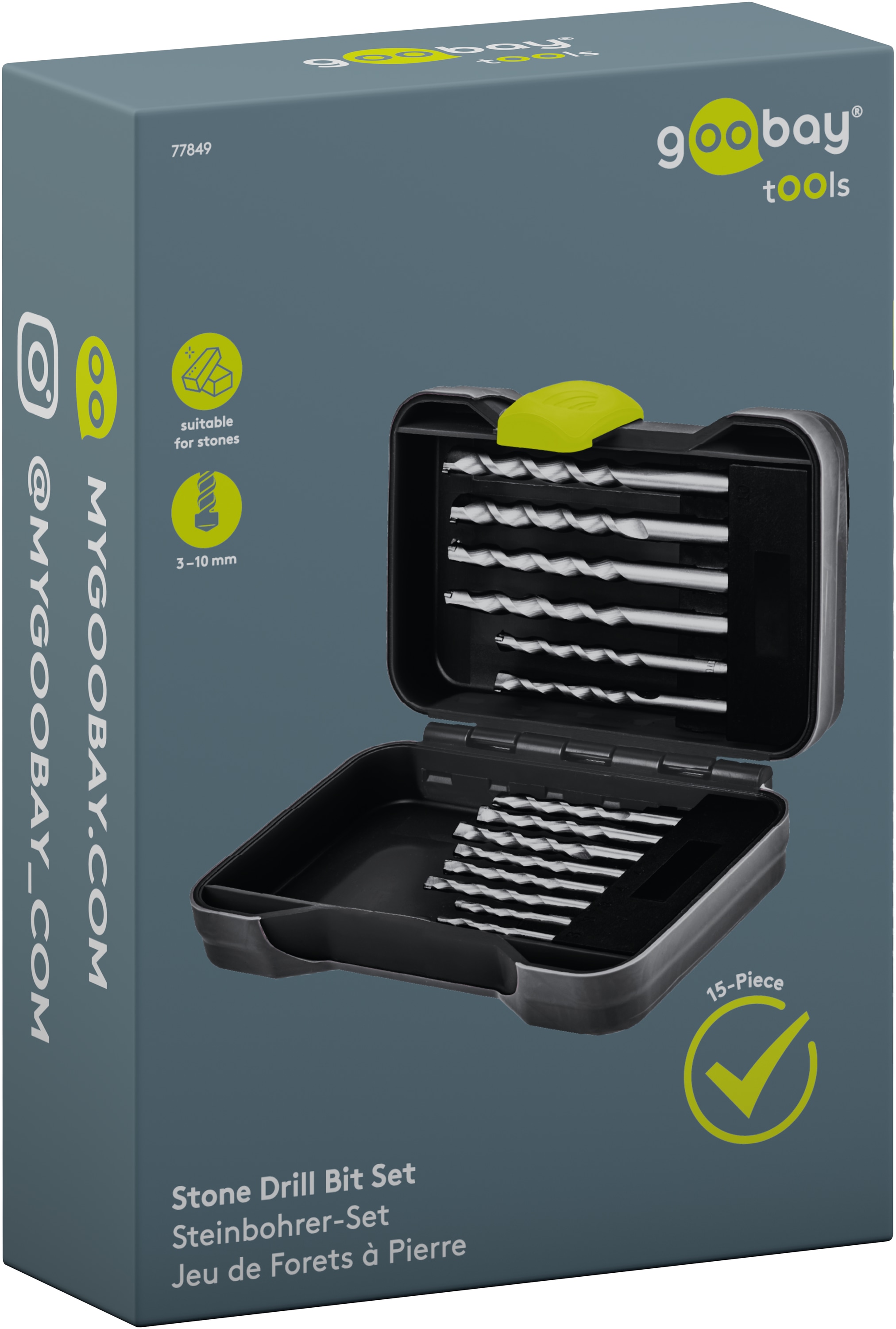 GOOBAY TOOLS Steinbohrer-Set, 77849, 3-10 mm, 15-teilig
