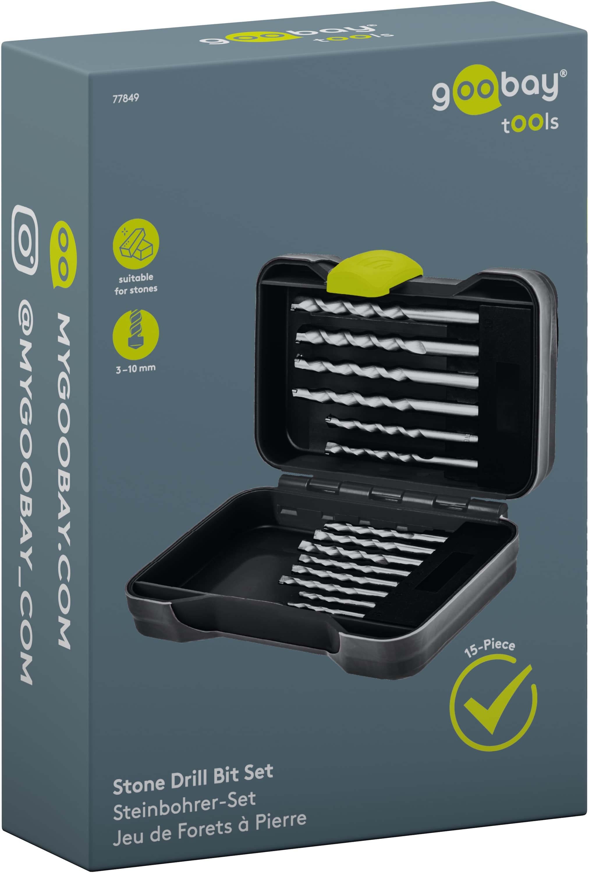 GOOBAY TOOLS Steinbohrer-Set, 77849, 3-10 mm, 15-teilig GOOBAY TOOLS Steinbohrer-Set, 77849, 3-10 mm, 15-teilig