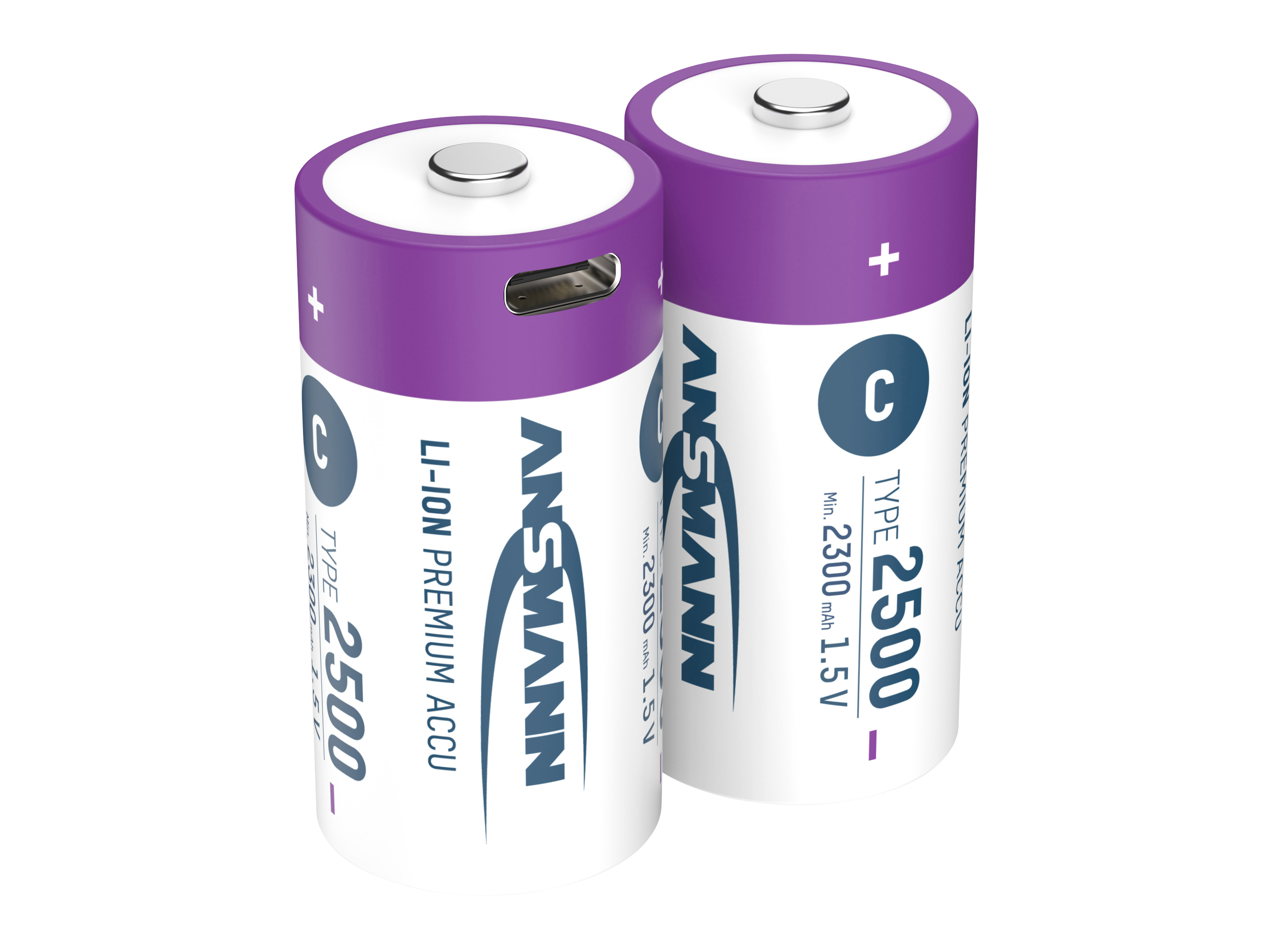 ANSMANN Li-Ion Baby-C-Akku, Typ 2500 (min. 2300mAh), 2 Stück