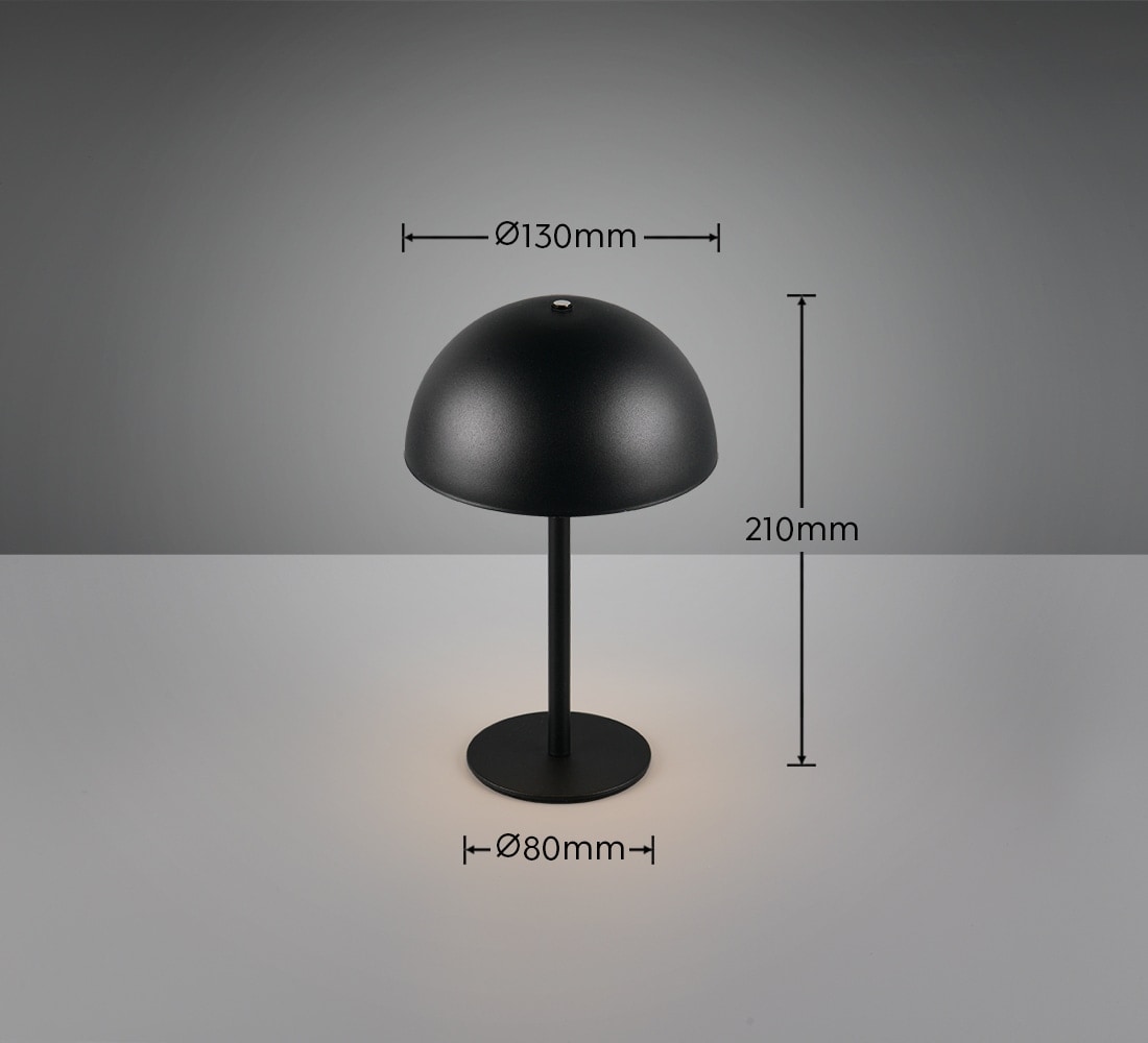 REALITY LED-Akku-Tischleuchte MUNOZ, R54891132, 1,3W, 120lm, 3000K, schwarz