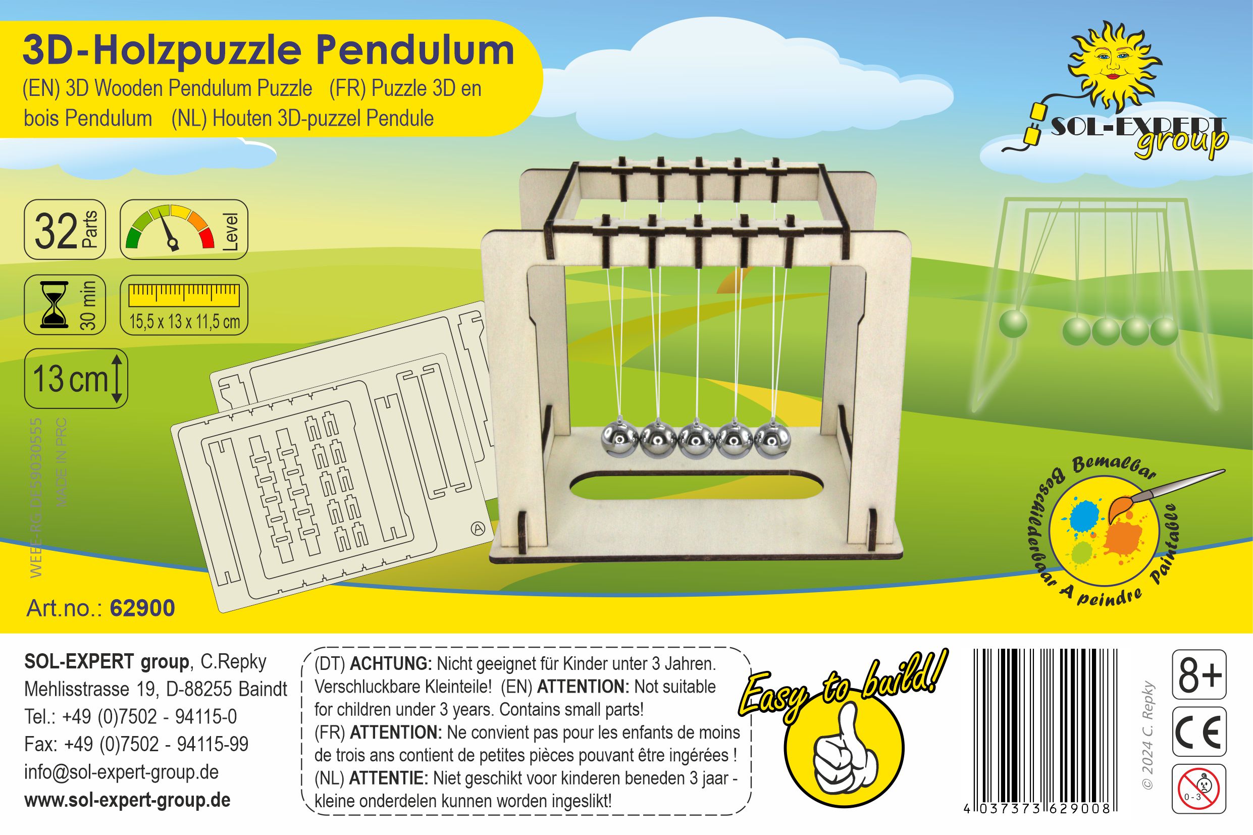 SOL-EXPERT Funktionsmodell Pendulum mit 5 Metallkugeln