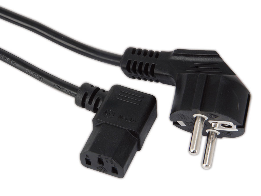 GOOBAY Kaltgerätekabel mit Winkelstecker, 2m, schwarz GOOBAY Kaltgerätekabel mit Winkelstecker, 2m, schwarz