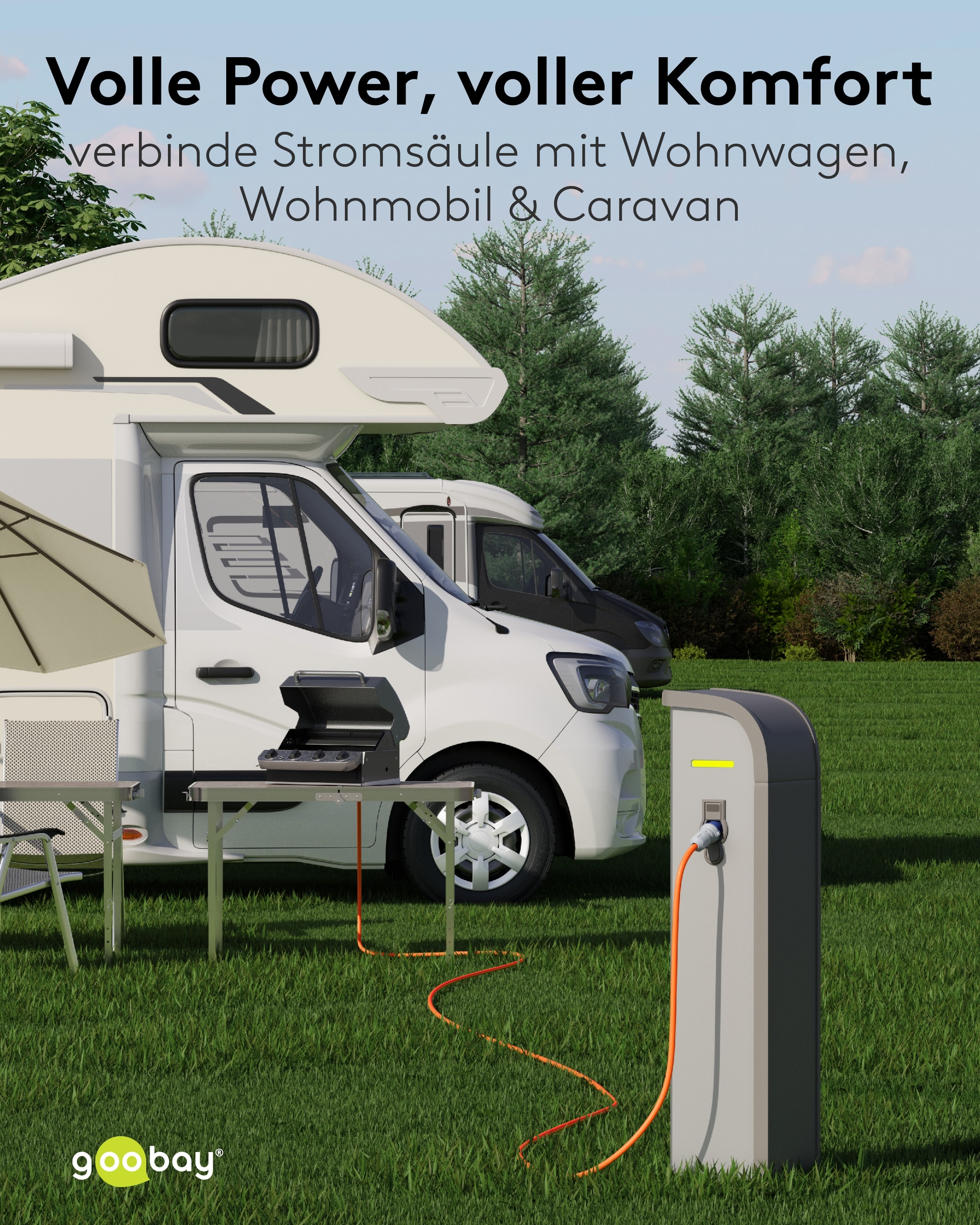 GOOBAY CEE-Adapterkabel 76224, 5 m, Stecker zu Schutzkontakt Kupplung