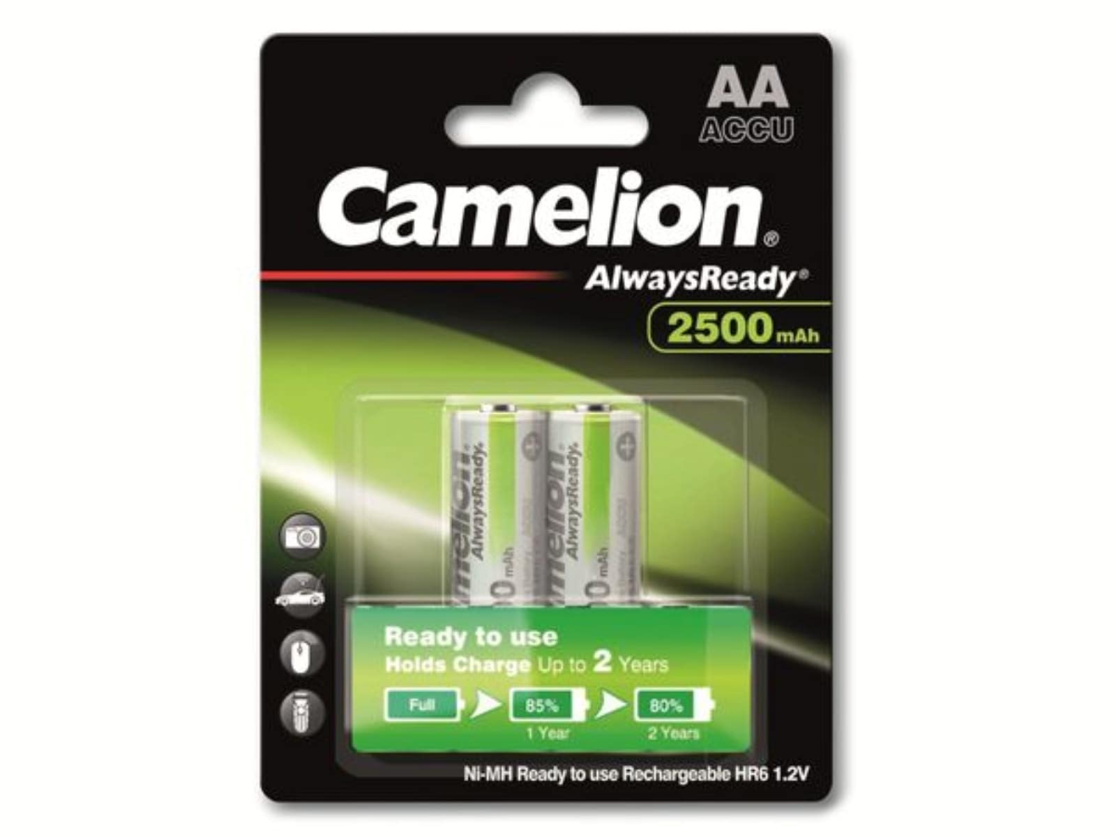 CAMELION NiMH-Mignon-Akku AlwaysReady, 2500 mAh, 2 Stück CAMELION NiMH-Mignon-Akku AlwaysReady, 2500 mAh, 2 Stück