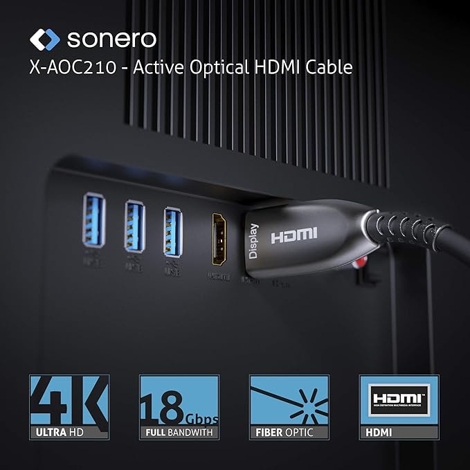 SONERO Aktives HDMI Kabel X-AOC210-200, AOC Extender Kabel 4K, 20m SONERO Aktives HDMI Kabel X-AOC210-200, AOC Extender Kabel 4K, 20m