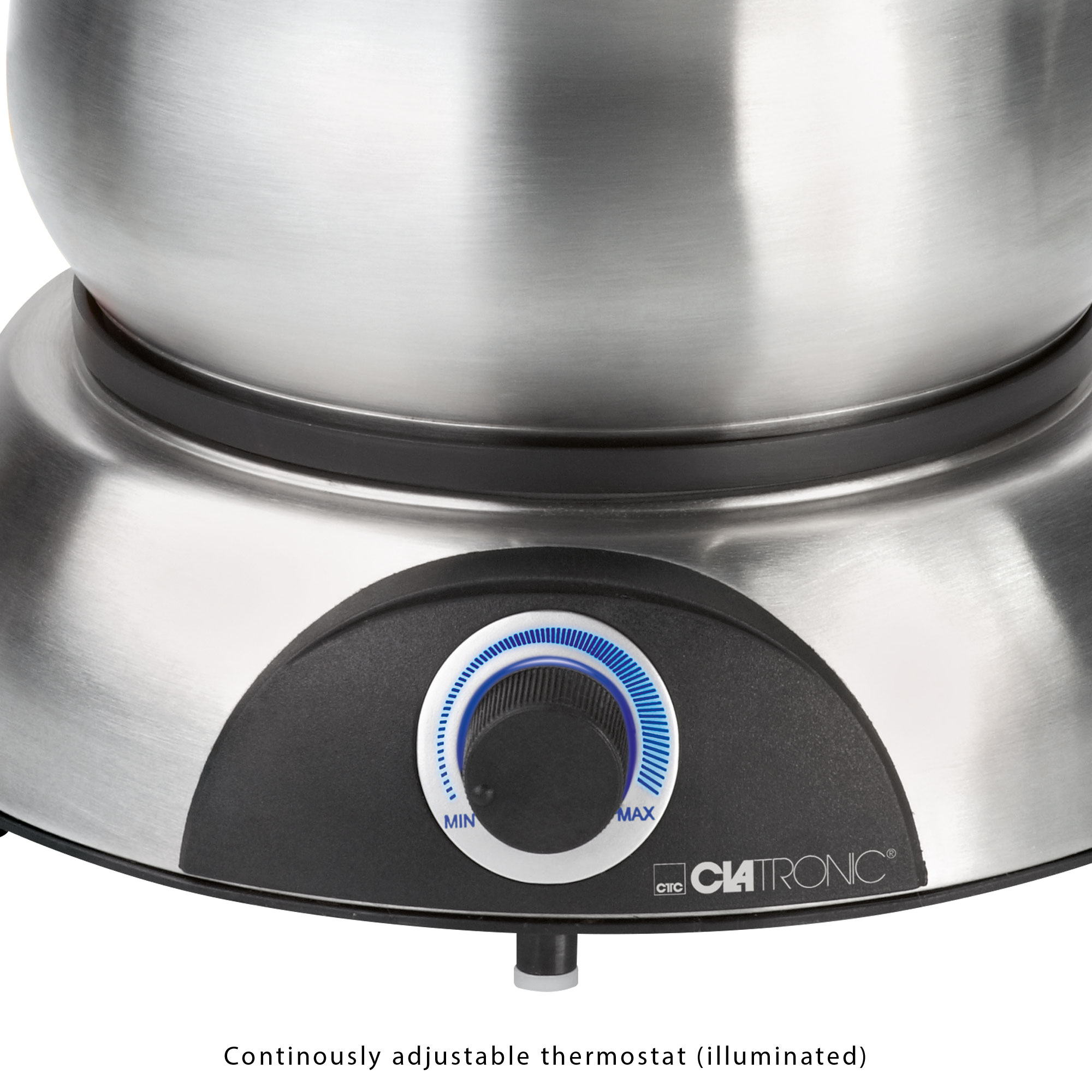 CLATRONIC Fondue-Set FD 3783, Edelstahl Topf, 8 Personen, 1,2 L, 1400W
