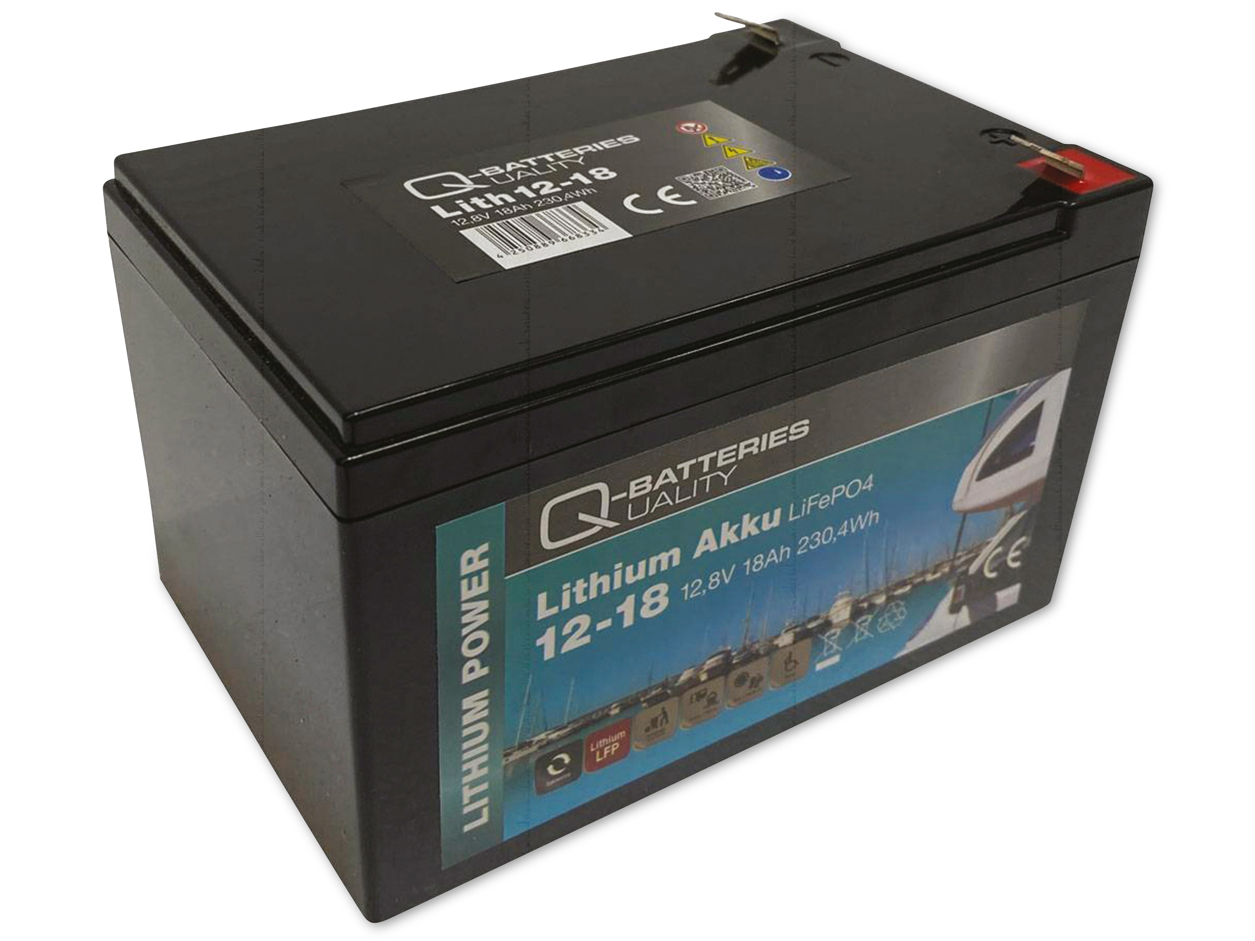 Q-BATTERIES Lithium Akku 12-18 12,8V, 18Ah 230,4WH LiFePO4 Batterie