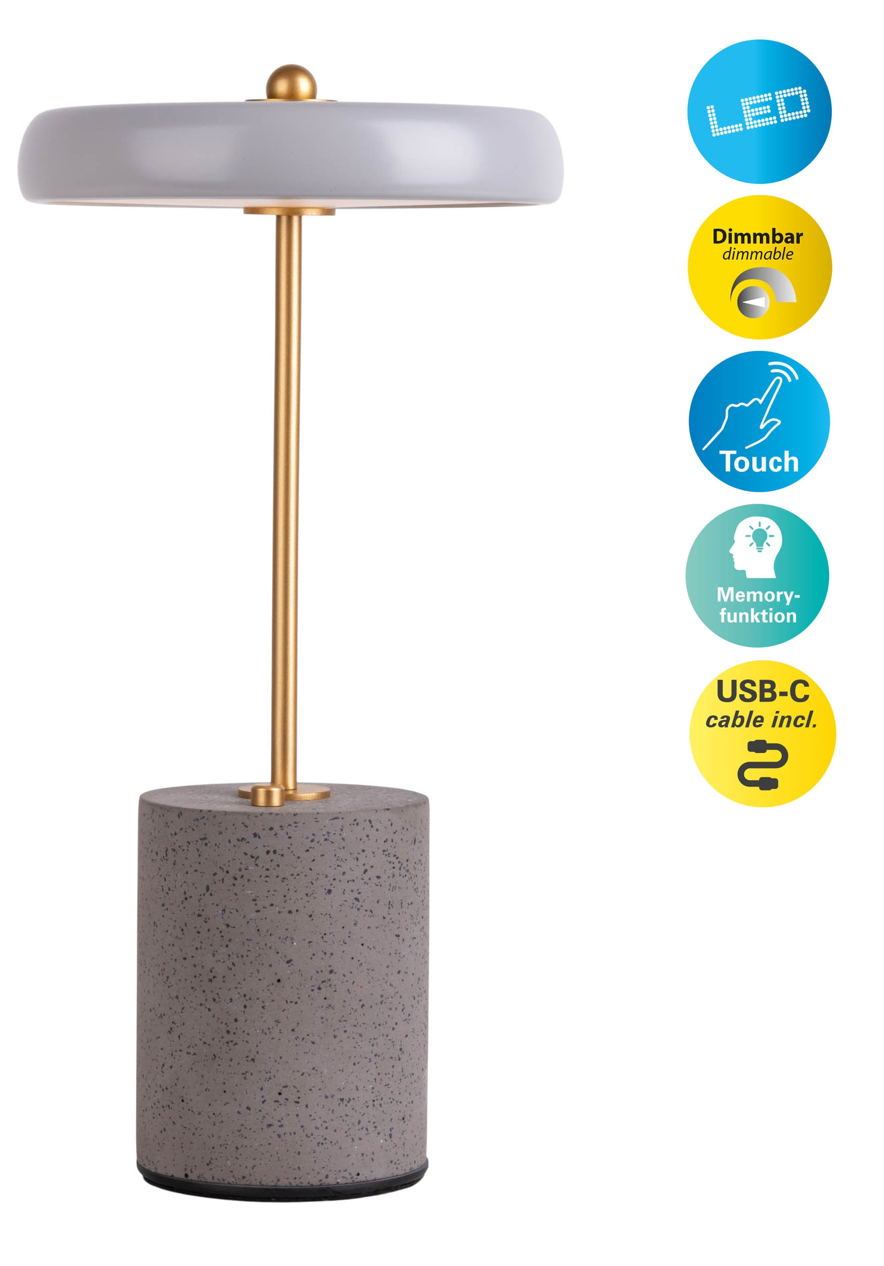 NÄVE LED-Tischleuchte 5306416, 1W, 70lm, 2900K, mit Akku, grau, 30cm NÄVE LED-Tischleuchte 5306416, 1W, 70lm, 2900K, mit Akku, grau, 30cm
