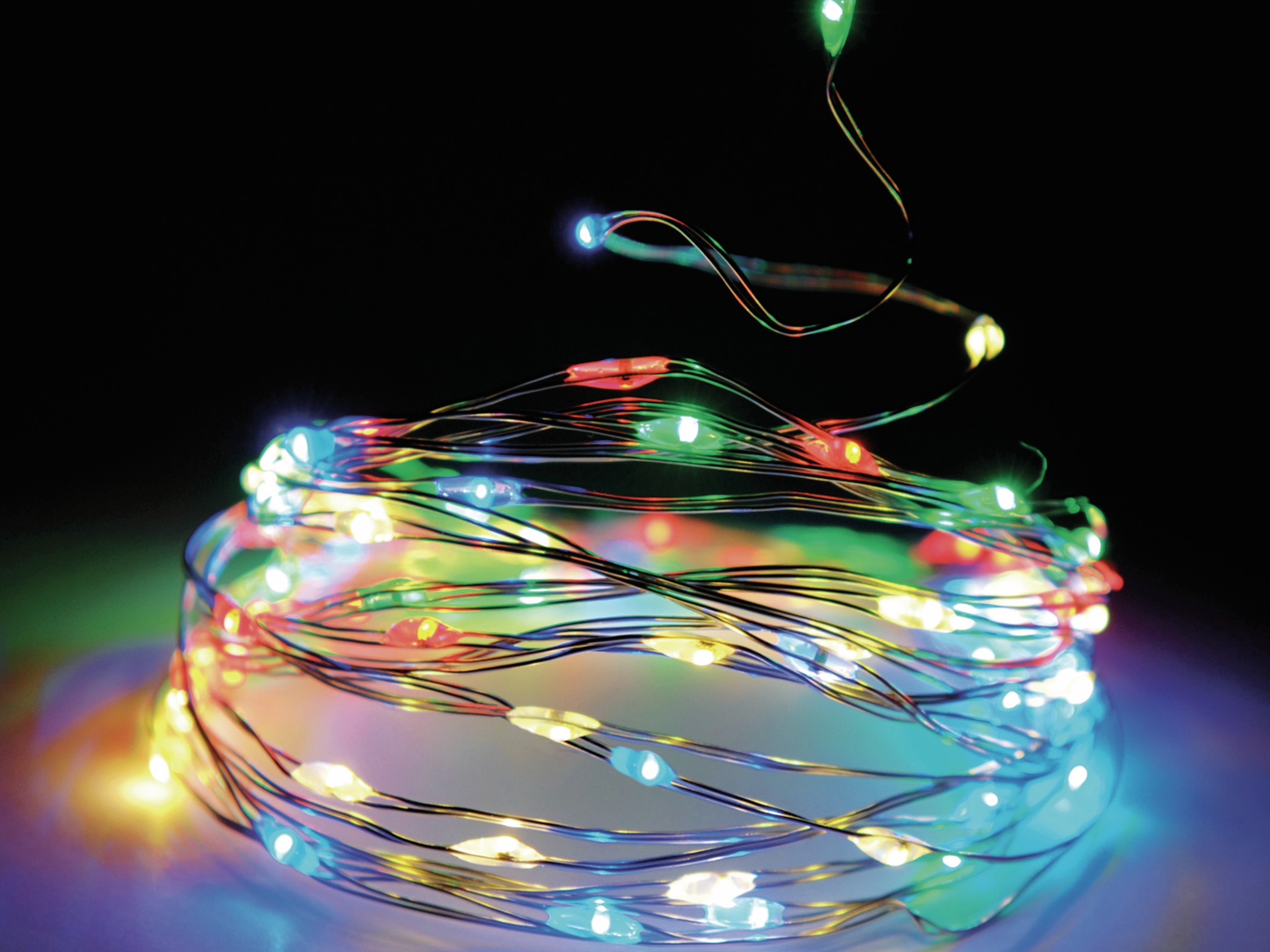 LED-Lichterkette, Silberdraht, 20 LEDs, bunt, Batteriebetrieb, Timer
