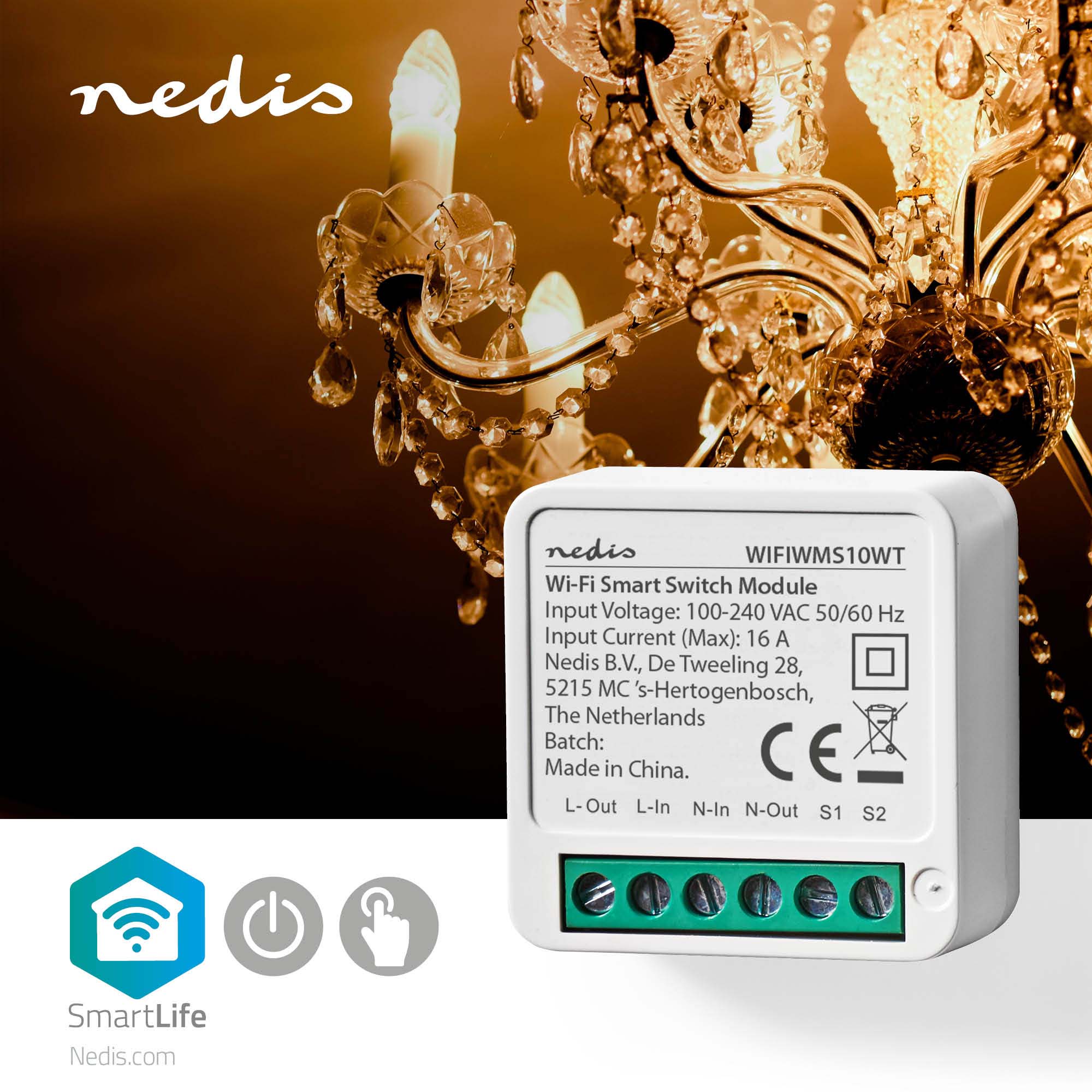 NEDIS Power Switch SmartLife, Einbaumodul Schalter, weiß