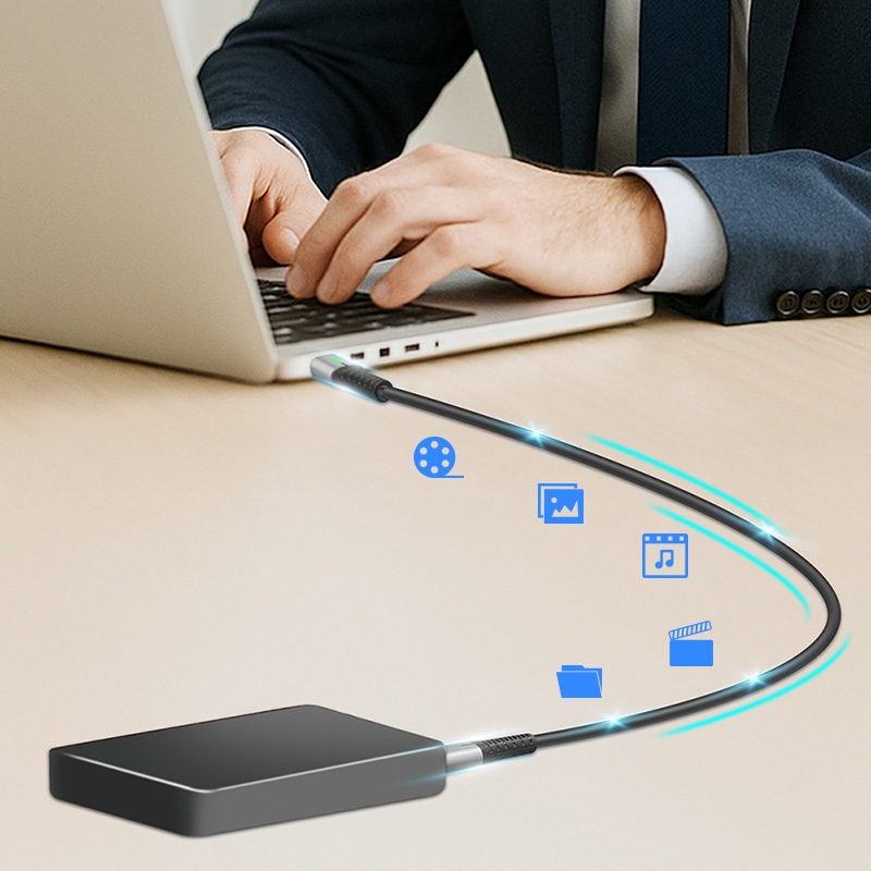 LOGILINK USB3.2 Kabel CU0432 USB-C M/USB-C M 100W LED Metall 1m schwarz