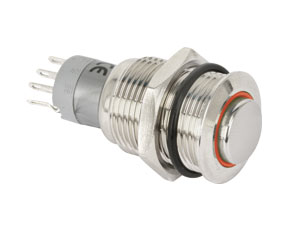 Metall-Einbaudrucktaster mit LED-Beleuchtung, rot Metall-Einbaudrucktaster mit LED-Beleuchtung, rot