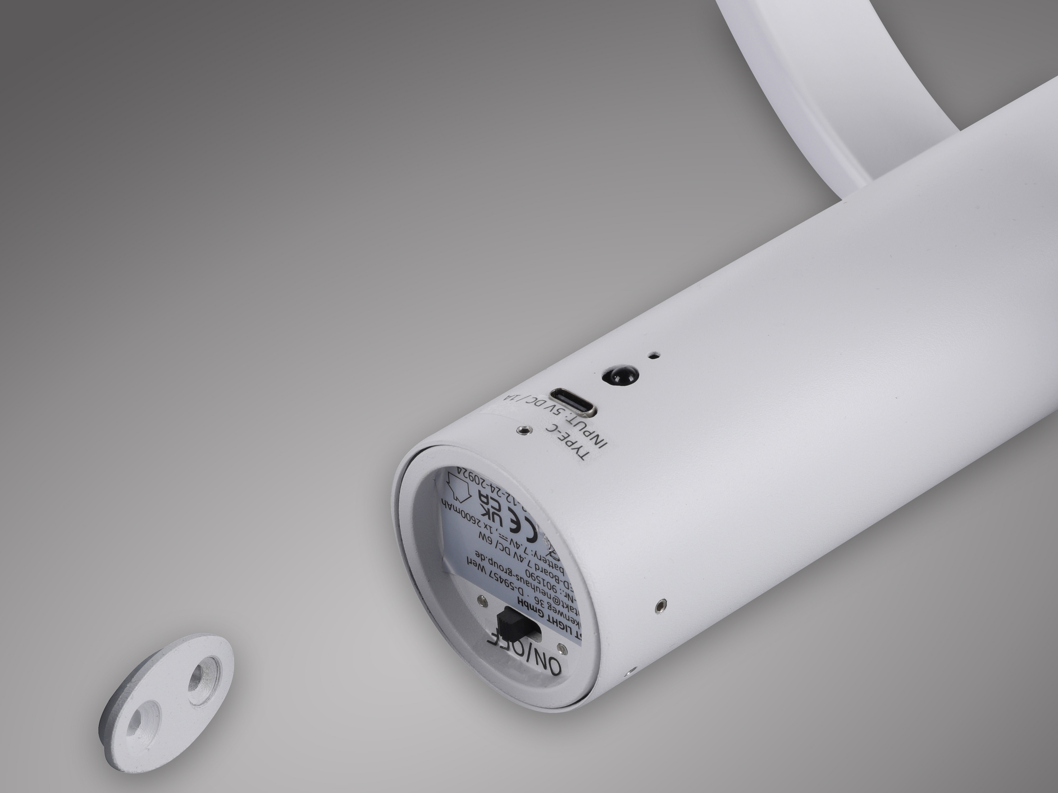 JUST LIGHT LED-Akku Wandleuchte 18280-16, 6W, 660lm, 3000K, weiß