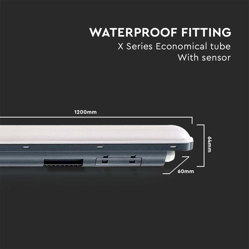V-TAC LED-Feuchtraumleuchte VT-1253S, EEK: E, 36 W, 4320 lm, 4000 K, 1200 mm, mit Sensor