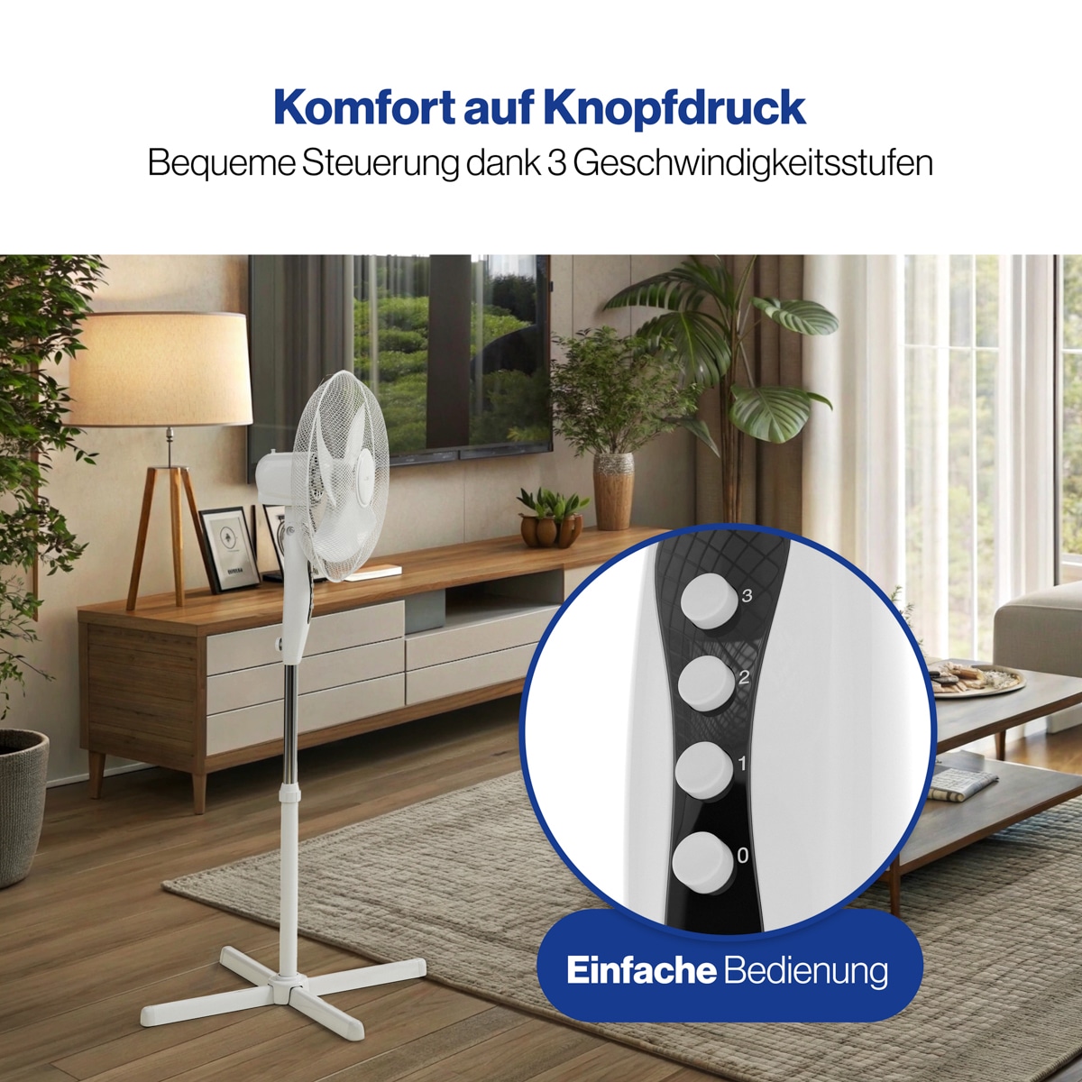 CLATRONIC Standventilator VL 3603 S, Ø 40cm, weiß, 3 Stufen, 50 W