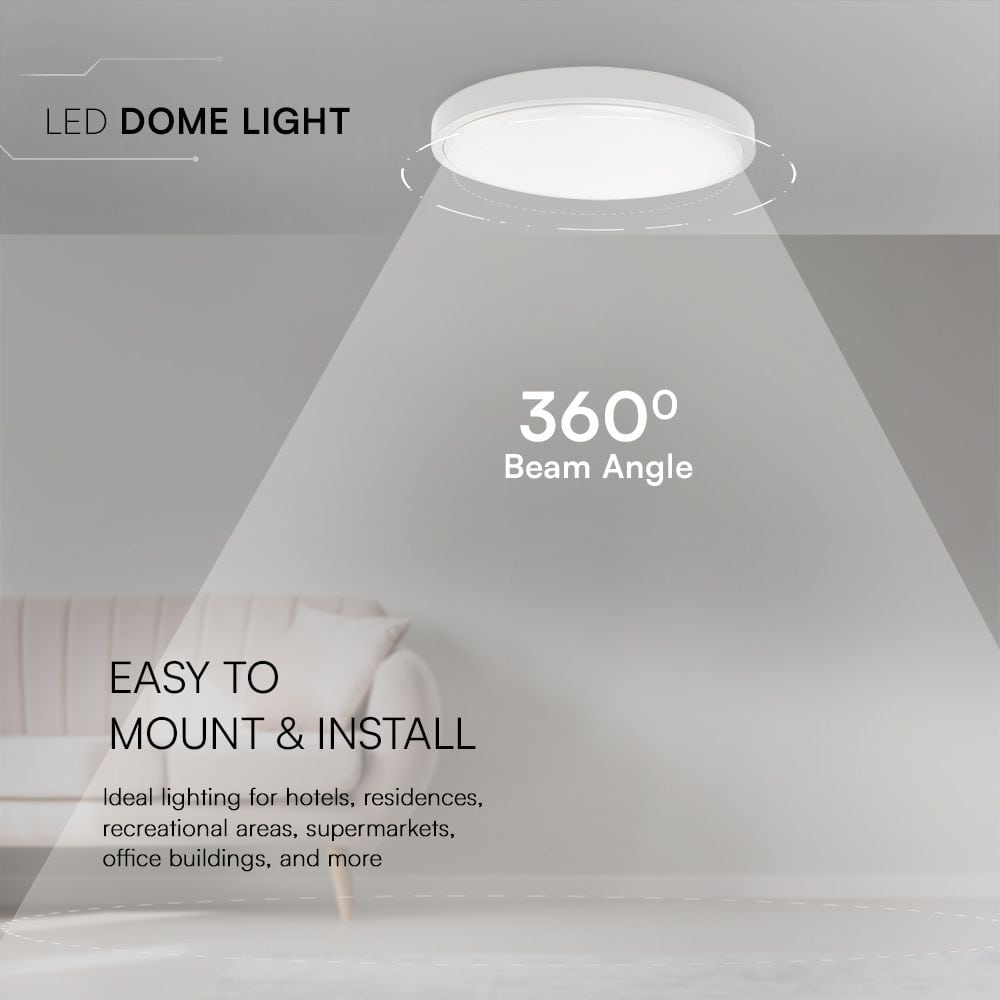 V-TAC LED-Deckenleuchte VT-8630, EEK: F, 36 W, 3820 lm, 3000 K, IP44, 350 mm