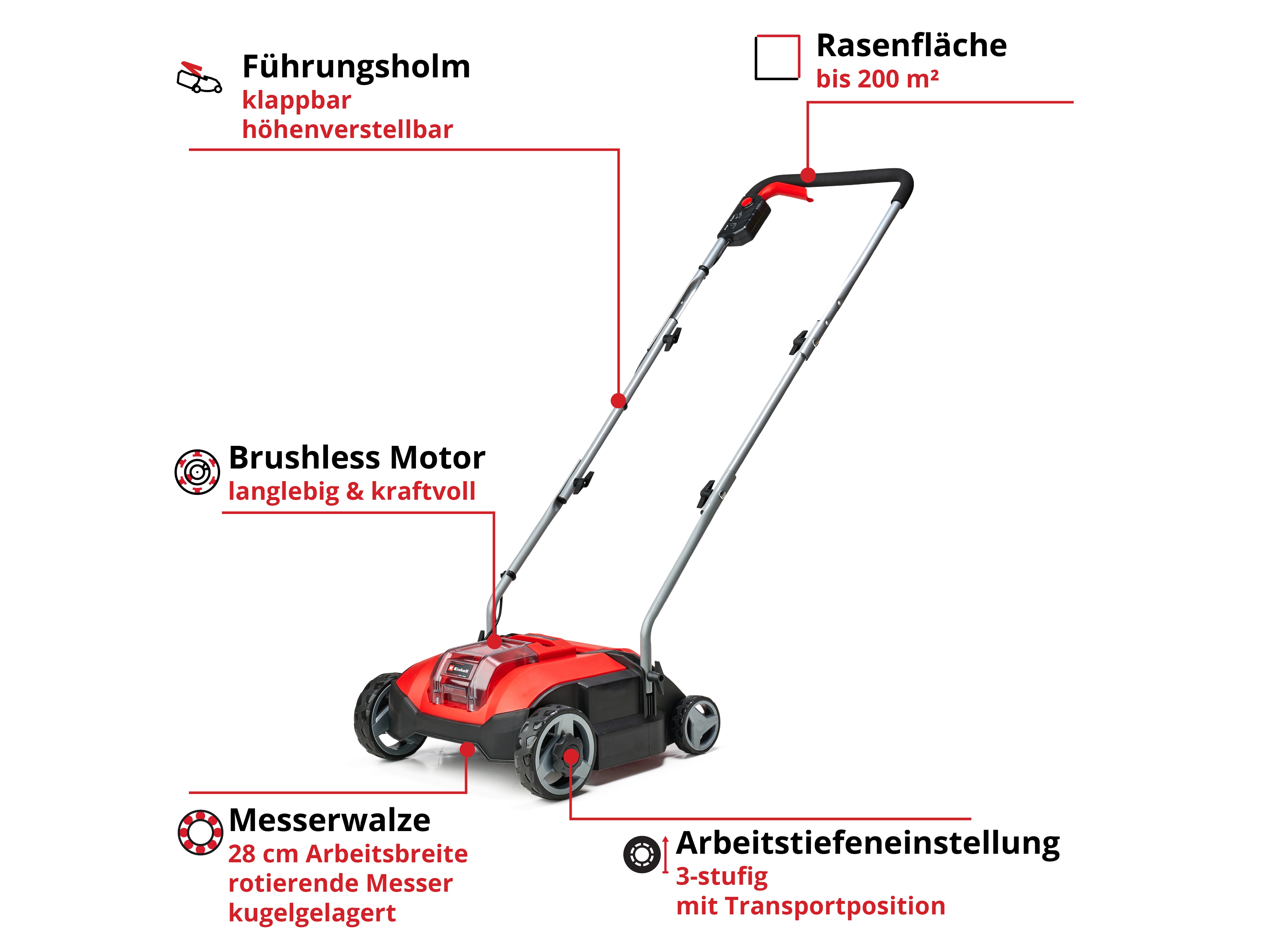 EINHELL Akku-Vertikutierer GC-SC 18/28 Li - Solo EINHELL Akku-Vertikutierer GC-SC 18/28 Li - Solo