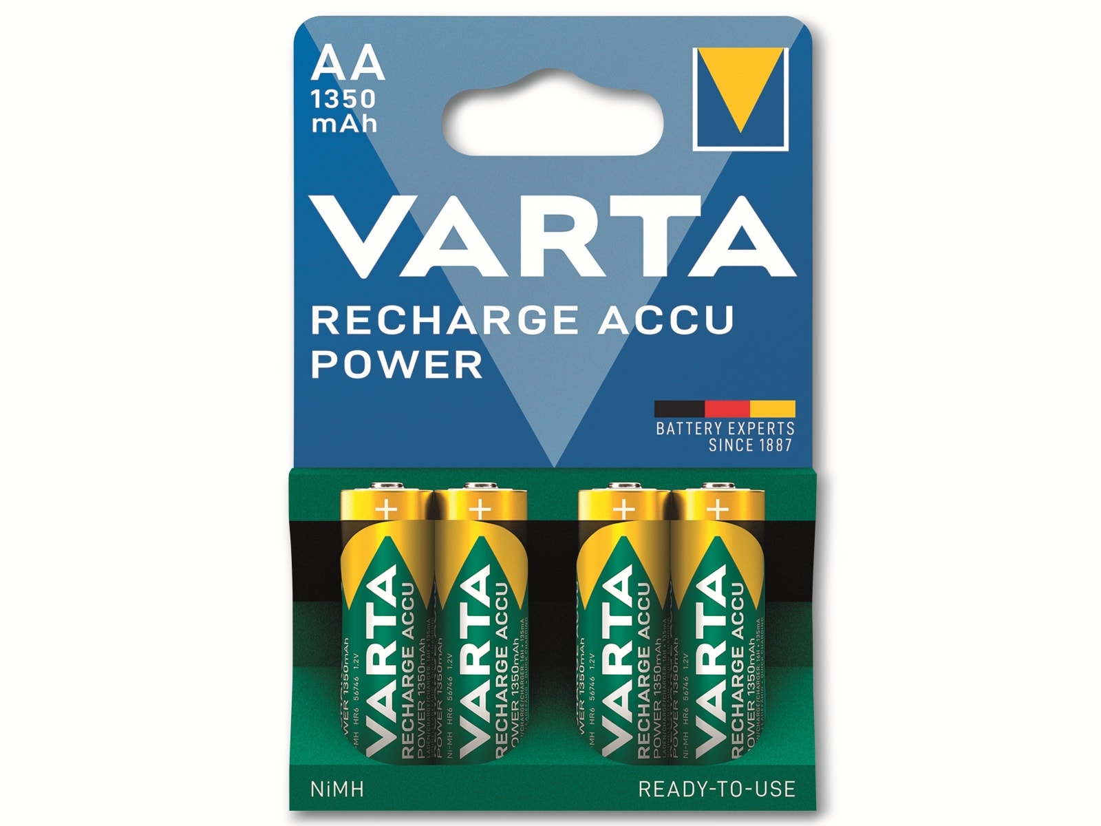 VARTA Akku NiMH, Mignon, AA, HR06, 1.2V/1350mAh, Accu Power, Pre-charged, 4er Pack VARTA Akku NiMH, Mignon, AA, HR06, 1.2V/1350mAh, Accu Power, Pre-charged, 4er Pack