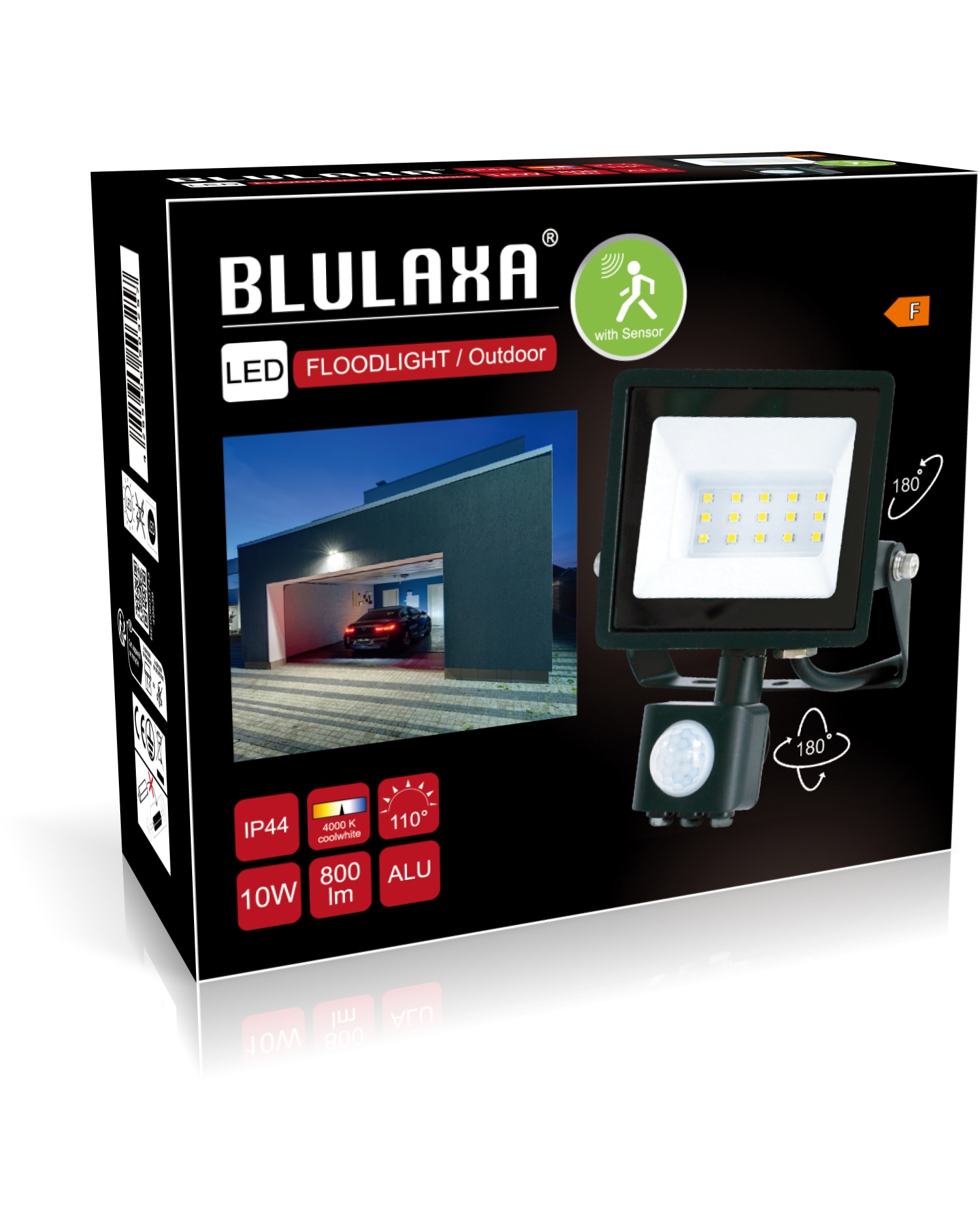 BLULAXA LED-Fluter mit Bewegungsmelder, EEK: F, 10W, 800lm, 4000K, schwarz BLULAXA LED-Fluter mit Bewegungsmelder, EEK: F, 10W, 800lm, 4000K, schwarz