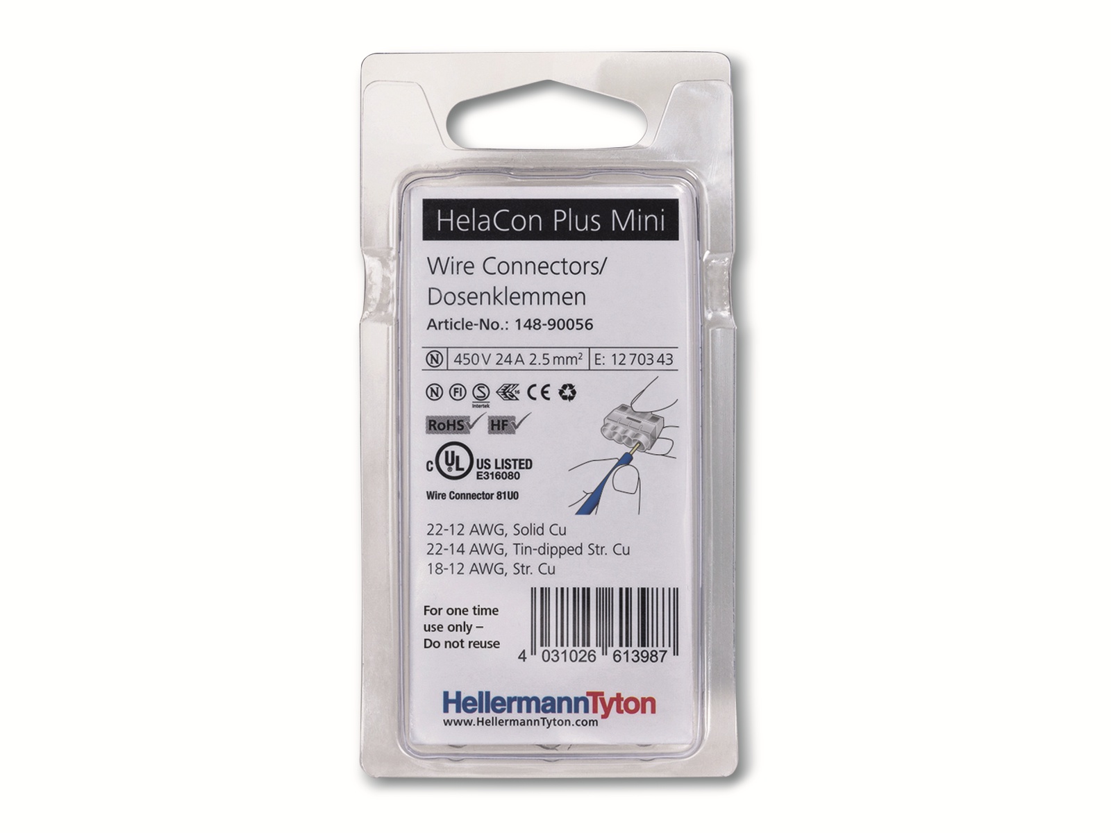 HELLERMANNTYTON Verbindungsklemme, 148-90056, HCPM-4-Blister, transparent, 10 Stück