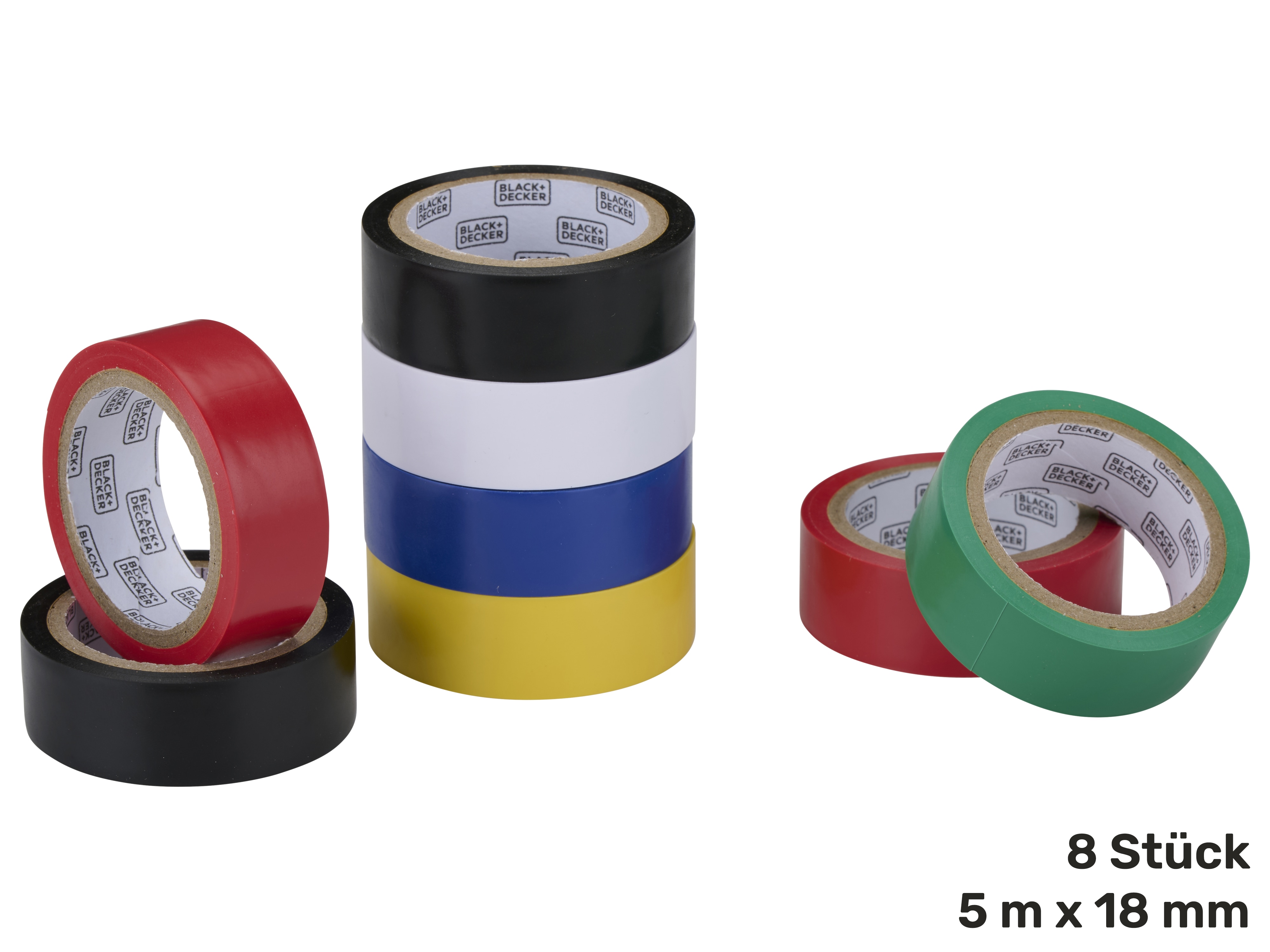 Isolierband, BLACK + DECKER, 18mm, 5m, 8 Rollen