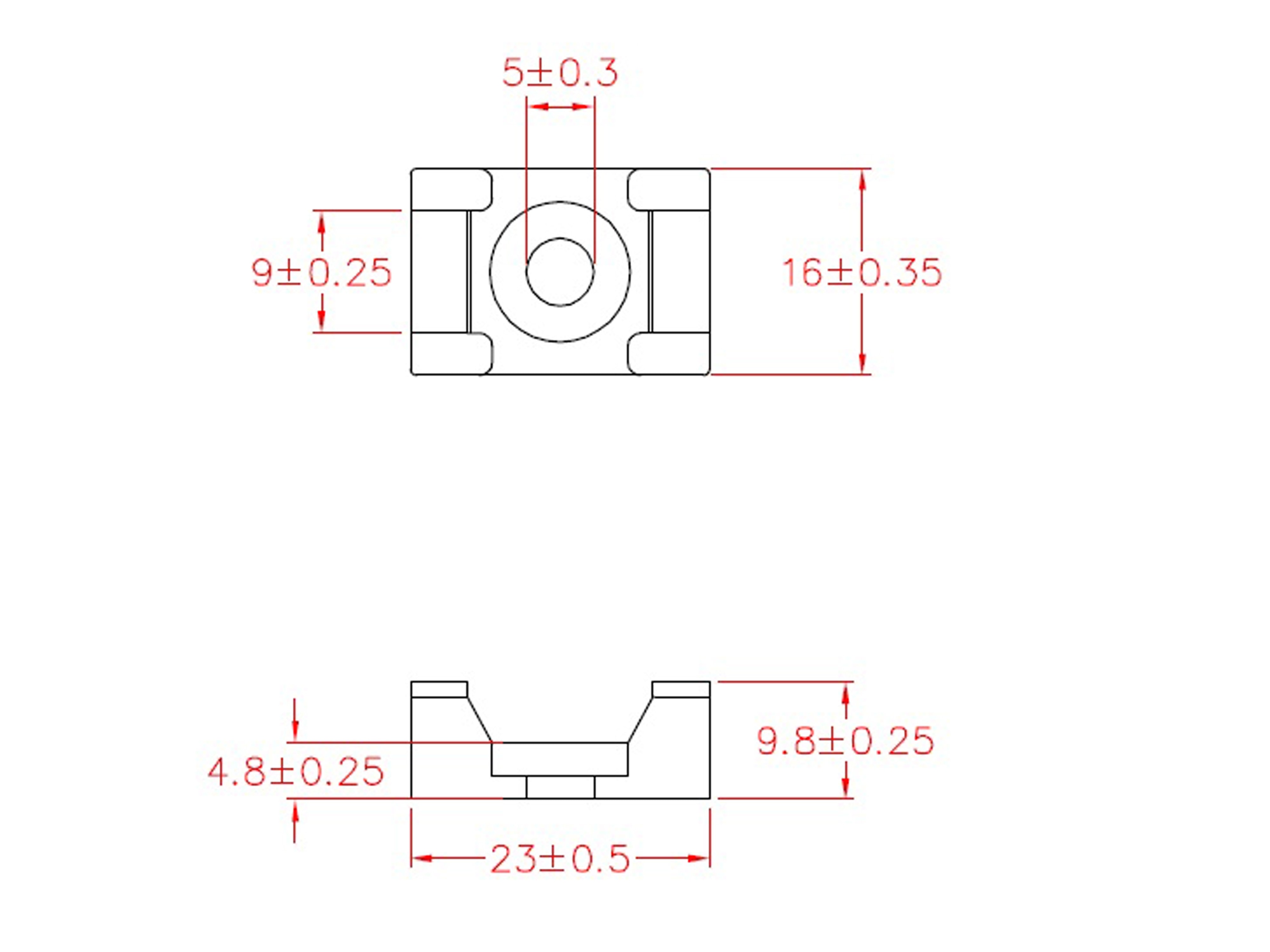 KSS Befestigungssockel schraubbar Polyamid 6.6, Natur, Befestigungsloch 5, L=23, B=16, 1 Stück
