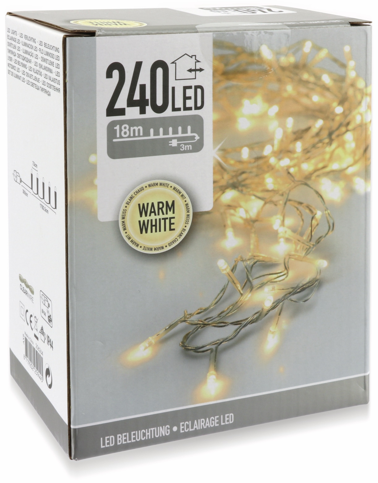 LED-Lichterkette, 240 LEDs, warmweiß, 230V~, IP44, Innen/Außen, silber/transparent LED-Lichterkette, 240 LEDs, warmweiß, 230V~, IP44, Innen/Außen, silber/transparent