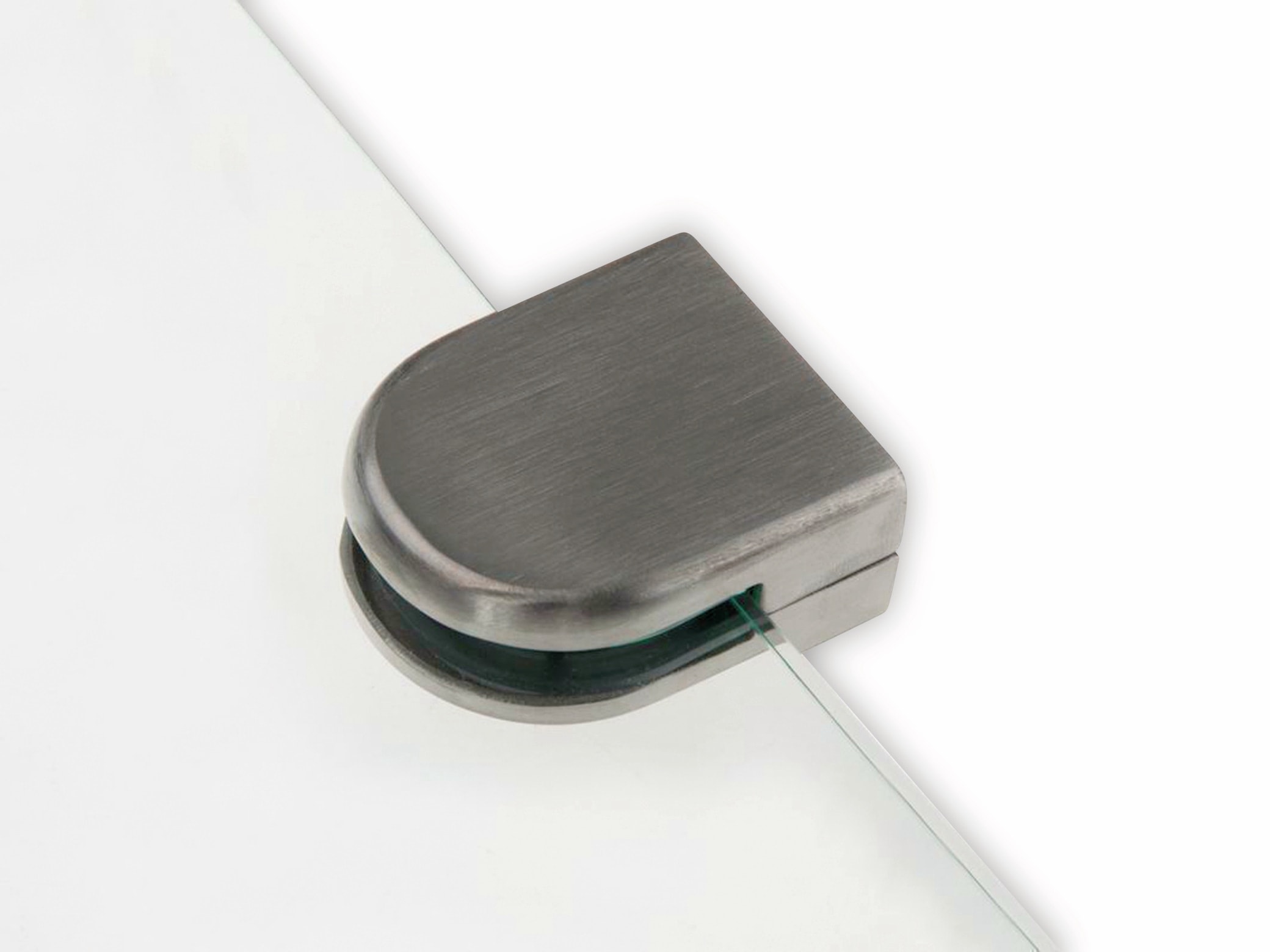 Glashalter, Edelstahl, 45x55 mm, 10-12 mm, flach