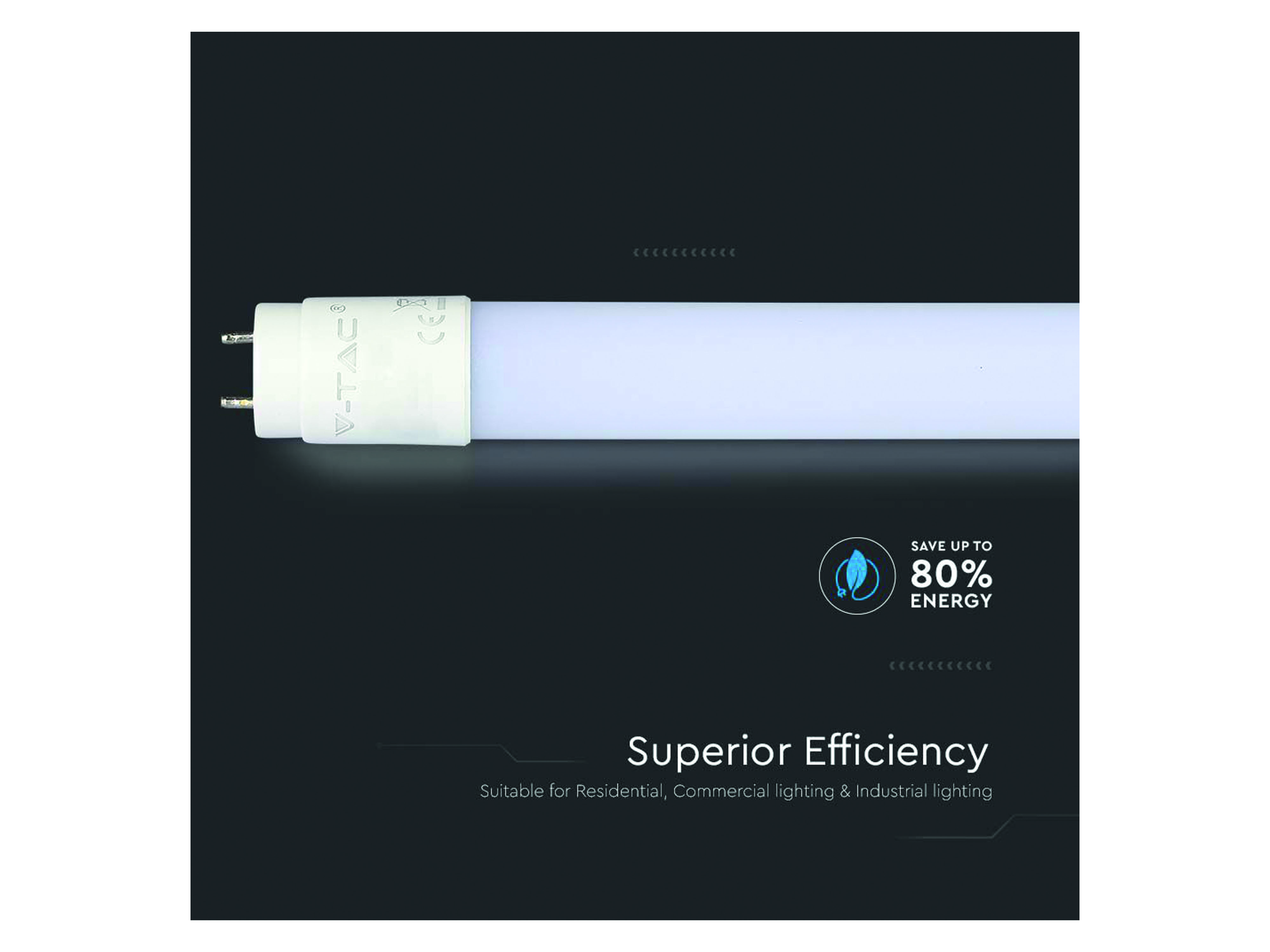 V-TAC LED-Röhre VT-152, HIGH LUMEN, EEK: E, 22 W, 3000 lm, G13, 4000 K, 150 cm, 25 Stück