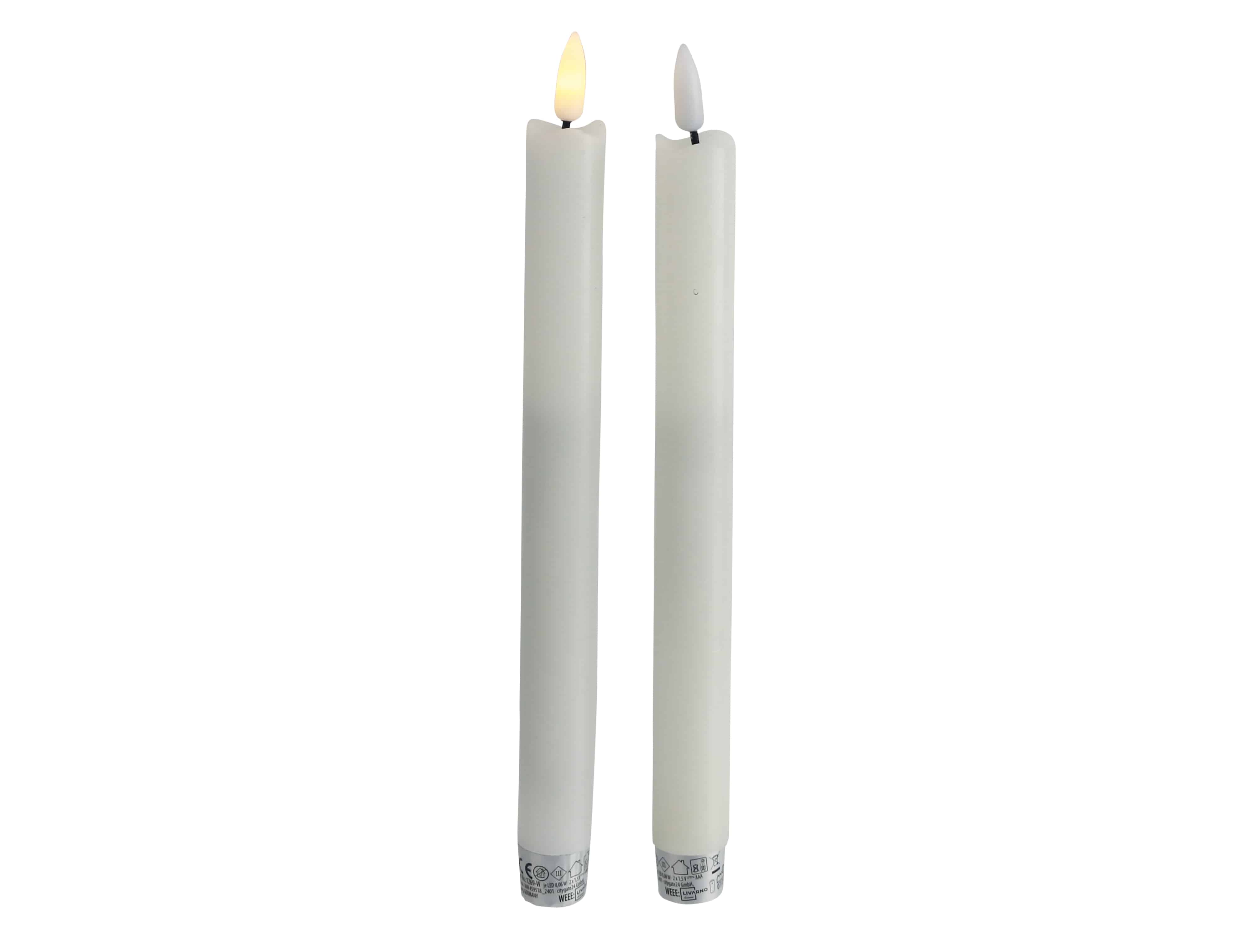 LED-Echtwachskerze, warmweiß, Timerfunktion, 2 Stück