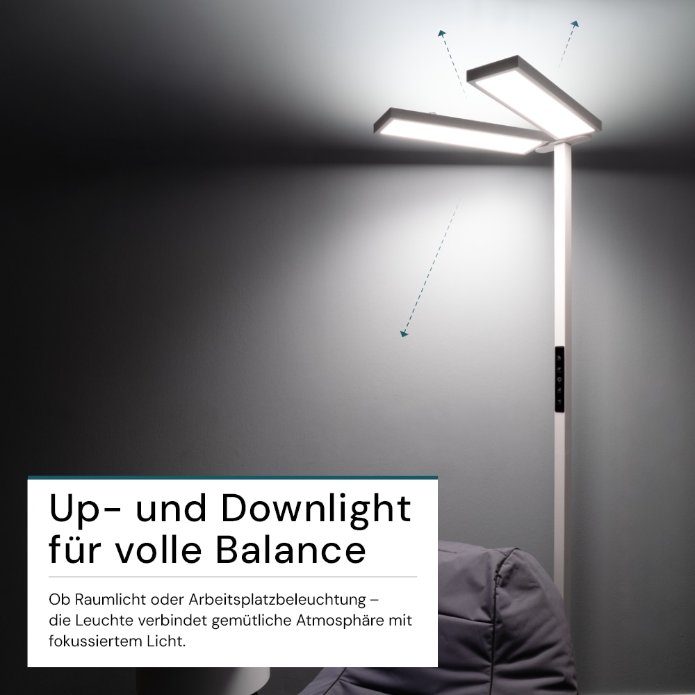 LUXULA LED-Büro-Stehleuchte, Up/Down, 120W, 4000K, EEK: F, 8500lm, IP20, dimmbar, weiß
