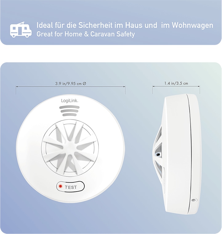 LOGILINK Hitzemelder SC0232, Klasse A1, 85 dB-Alarm, akustisch/optisch, weiß