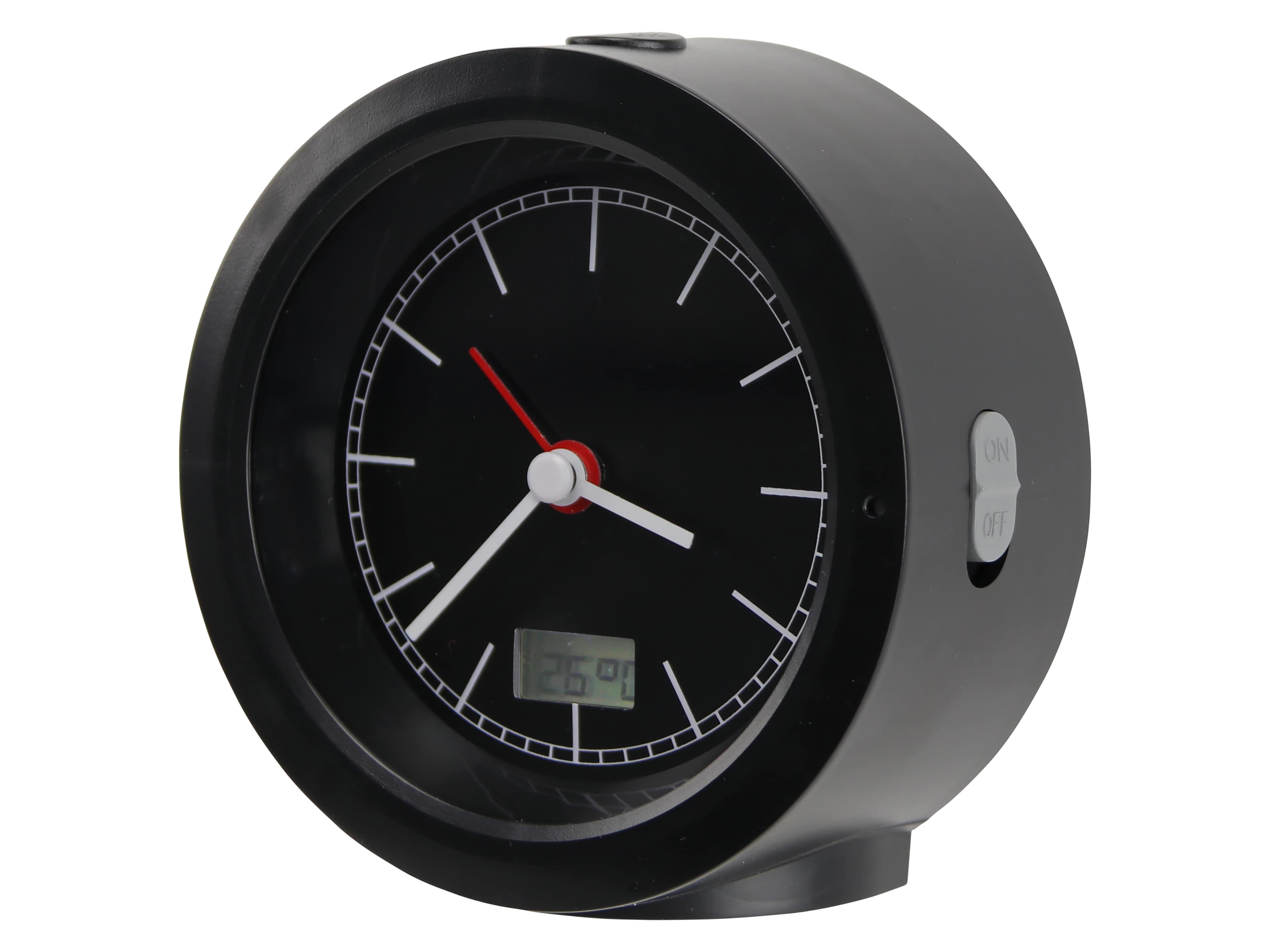 Analoge Funkuhr, Temperaturanzeige, geräuscharm, schwarz