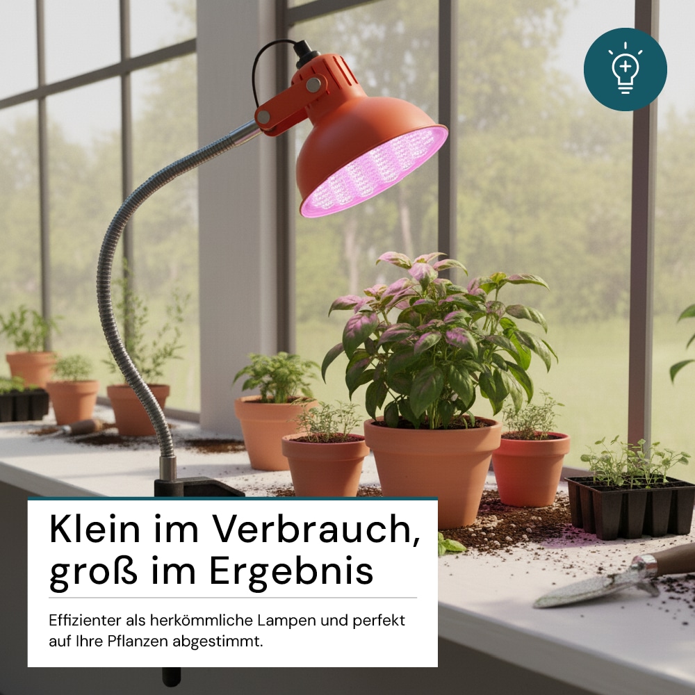 LUXULA LED-Pflanzenlampe, E27, 18W, 1200K, 580lm, warmweiß, IP20