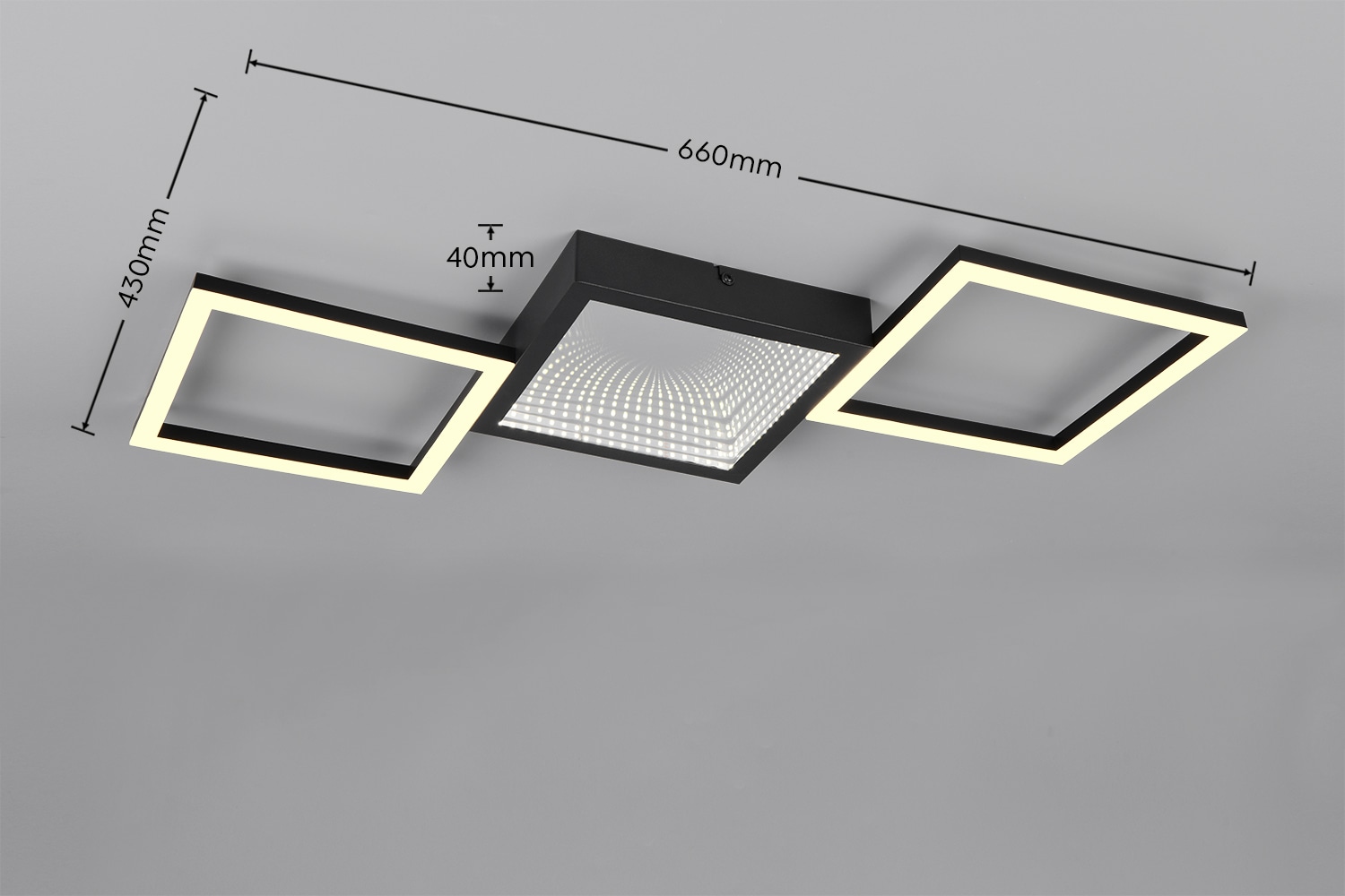 REALITY LED-Deckenleuchte GELO, R64471132, 24 W, 2500 lm, 3000 K, schwarz