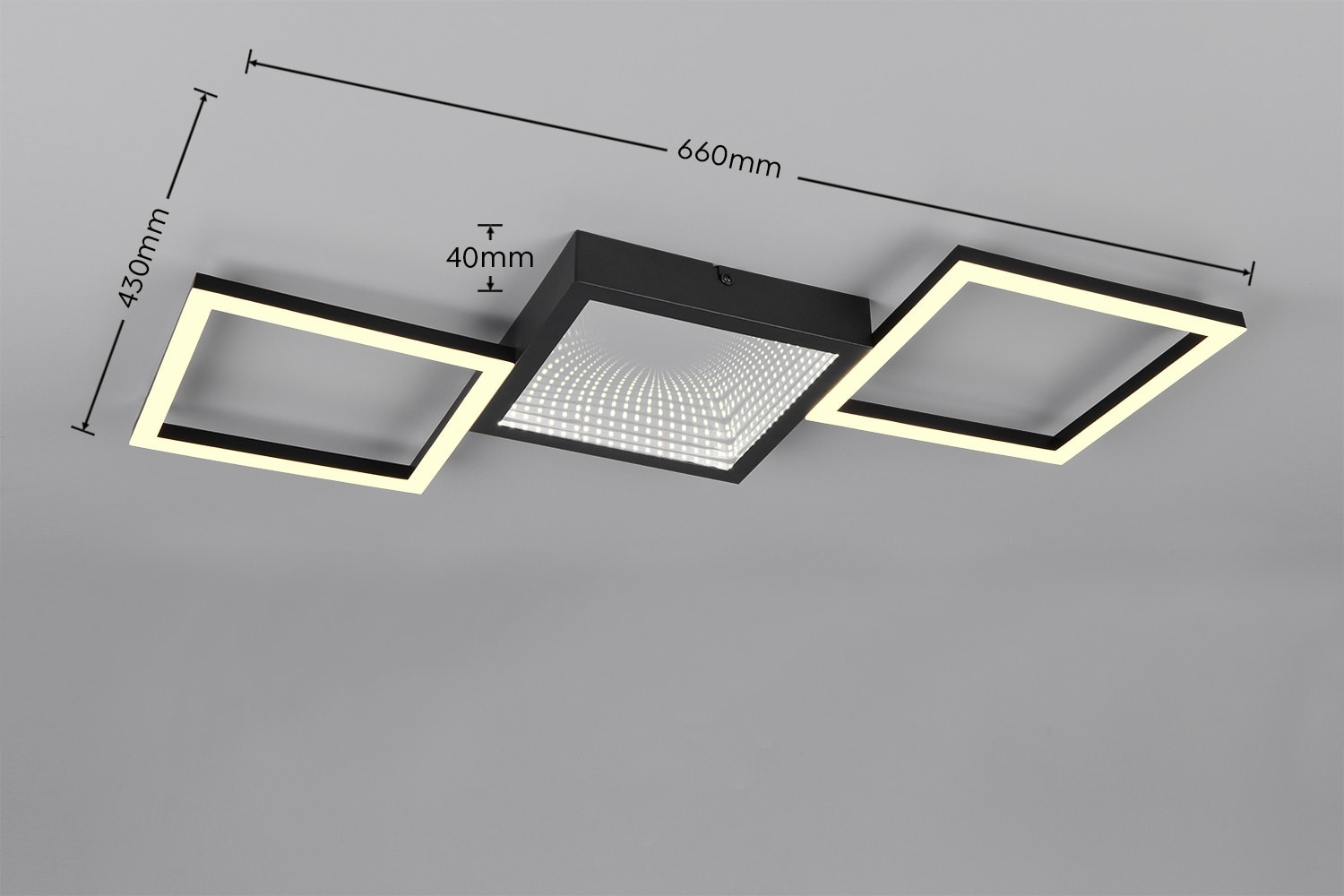 REALITY LED-Deckenleuchte GELO, R64471132, 24 W, 2500 lm, 3000 K, schwarz