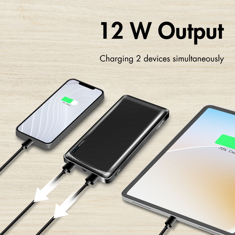 LOGILINK POWERBANK PA0316, 10.000mAh, schwarz, 2-fach USB-A Ausgang LOGILINK POWERBANK PA0316, 10.000mAh, 2-fach USB-A Ausgang