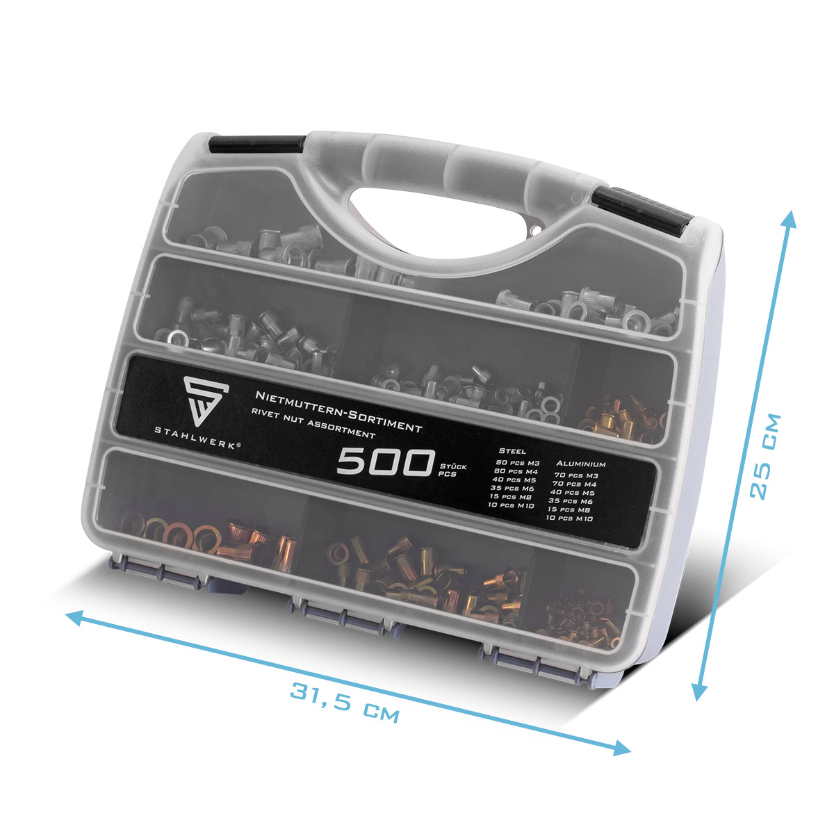 STAHLWERK Nietmuttern-Set, 500-teilig