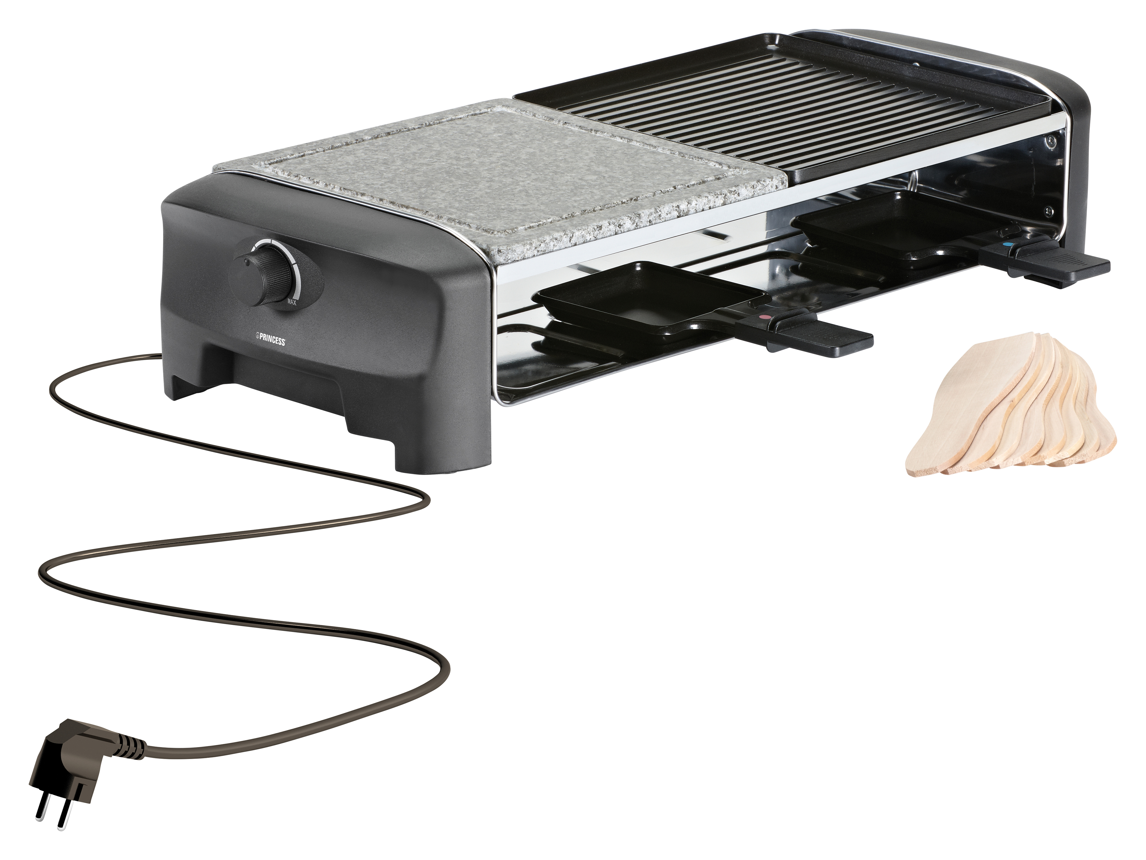 PRINCESS Raclette Grill 162820, Stone & Grill, 8 Personen, 1300 W