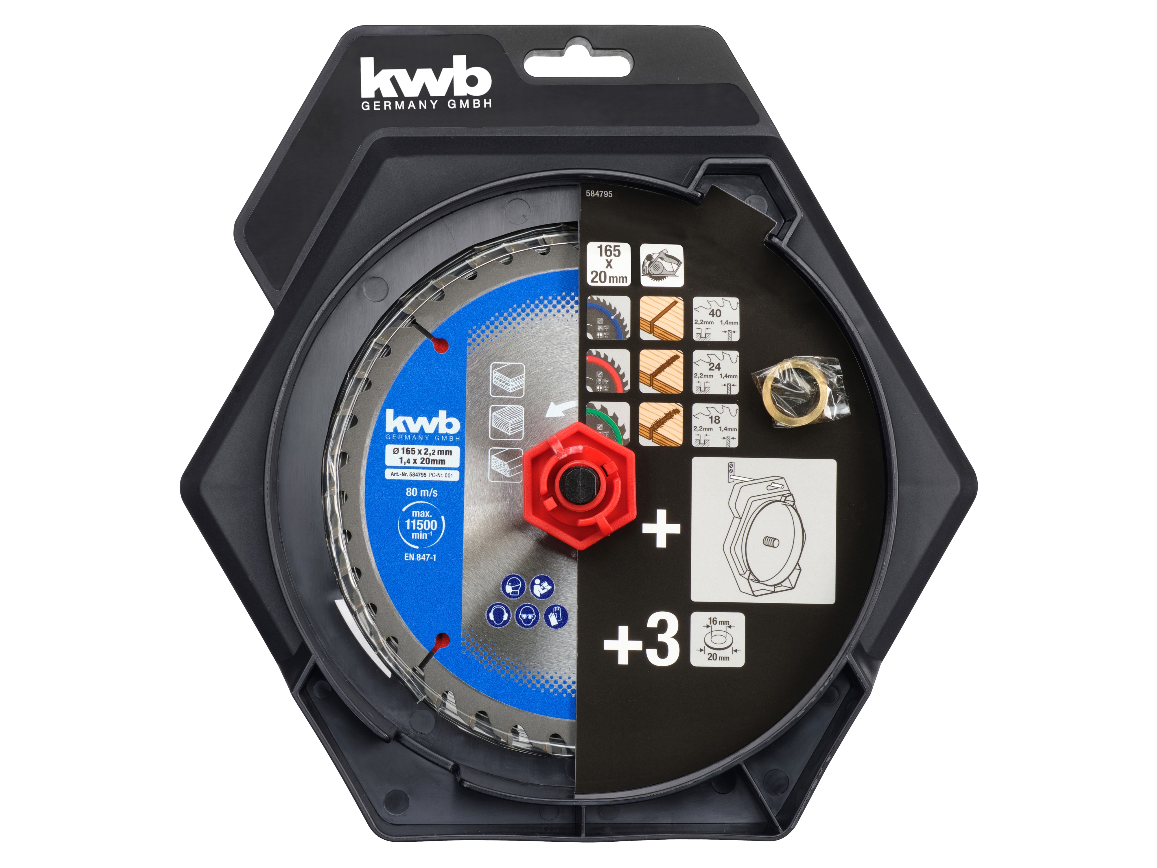 KWB Kreissägeblatt-Set, 584795, 165x20 mm, 3 Stück KWB Kreissägeblatt-Set, 584795, 165x20 mm, 3 Stück