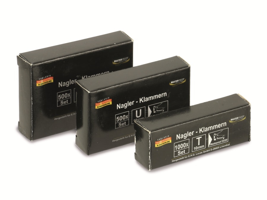 MASTERPROOF Naglerklammern-Set, 500/500/1000 Stück