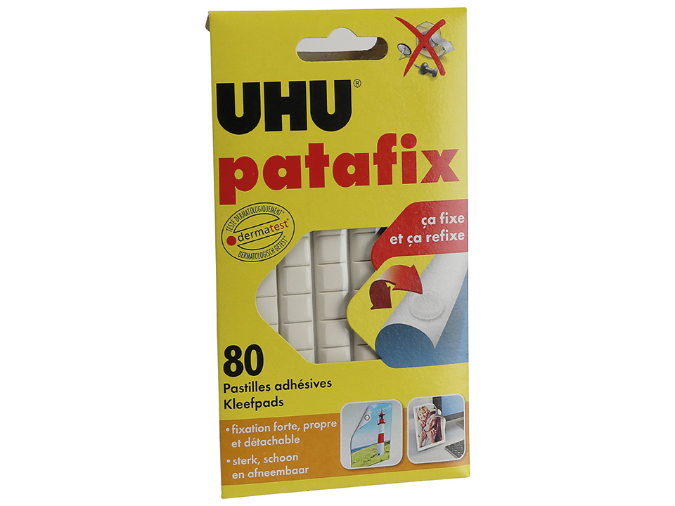UHU Klebepads patafix, 42620, weiß, wiederverwendbar, 80 Stück