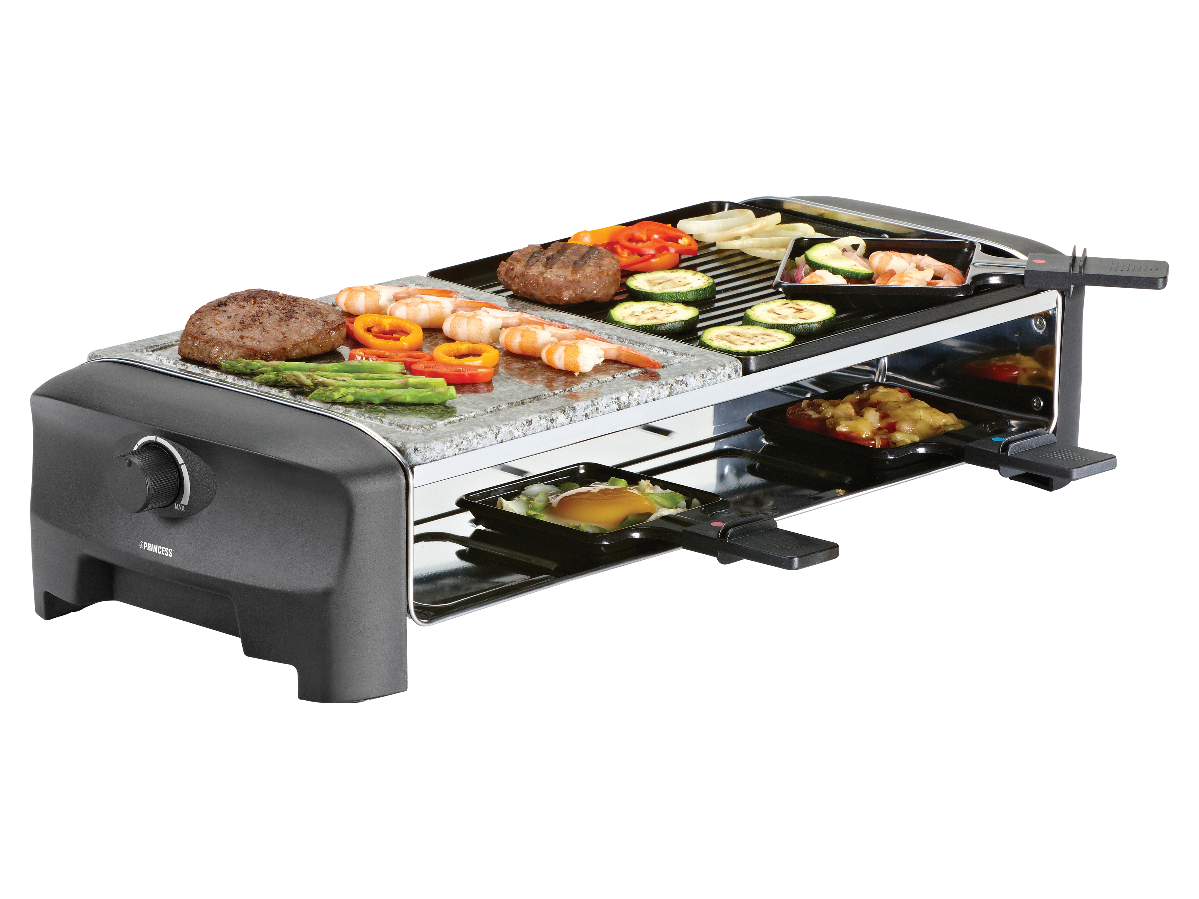 PRINCESS Raclette Grill 162820, Stone & Grill, 8 Personen, 1300 W
