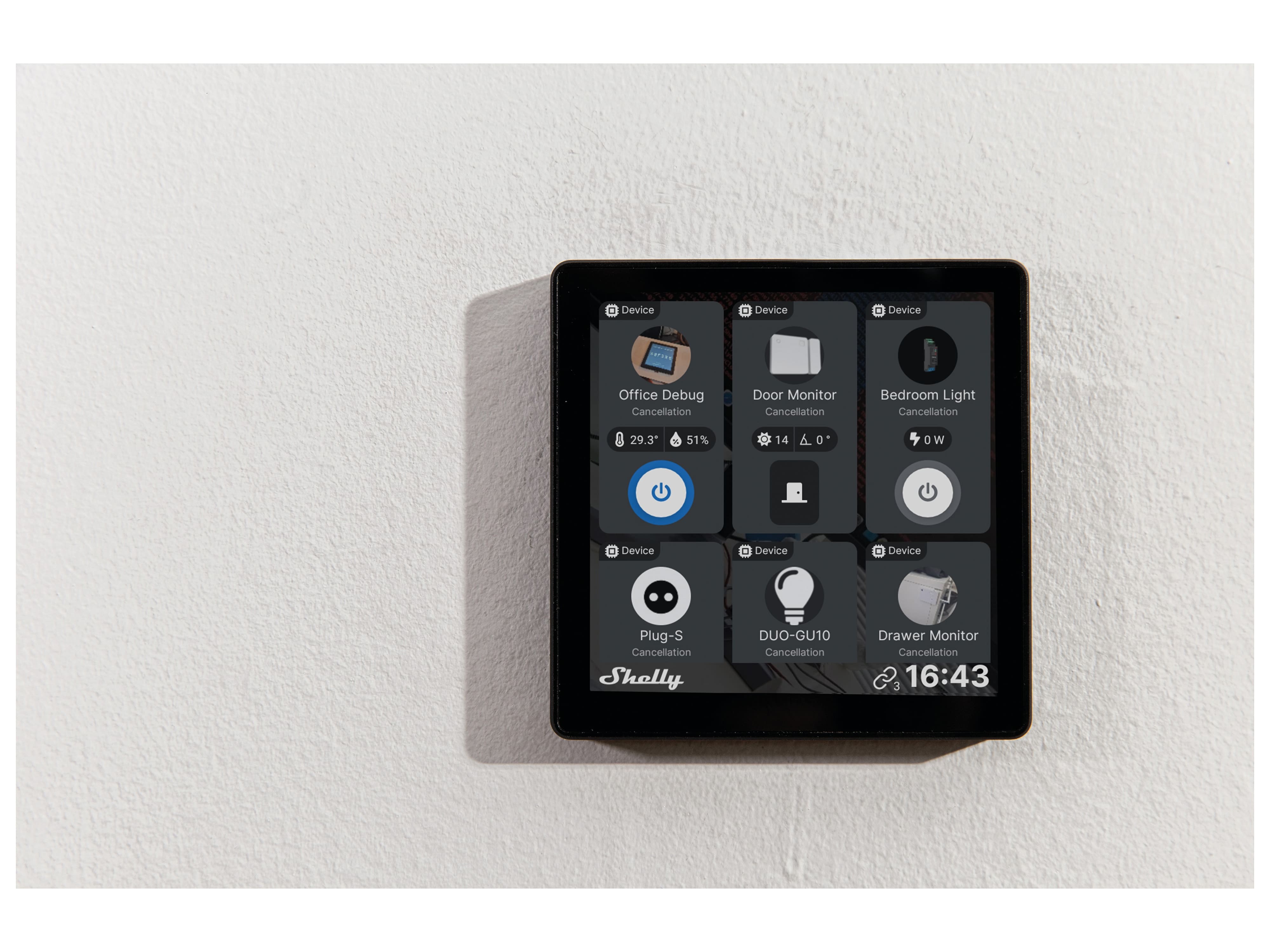SHELLY WLAN-Schaltaktor Wall Display, Android, UP, schwarz SHELLY WLAN-Schaltaktor Wall Display, Android, UP, schwarz