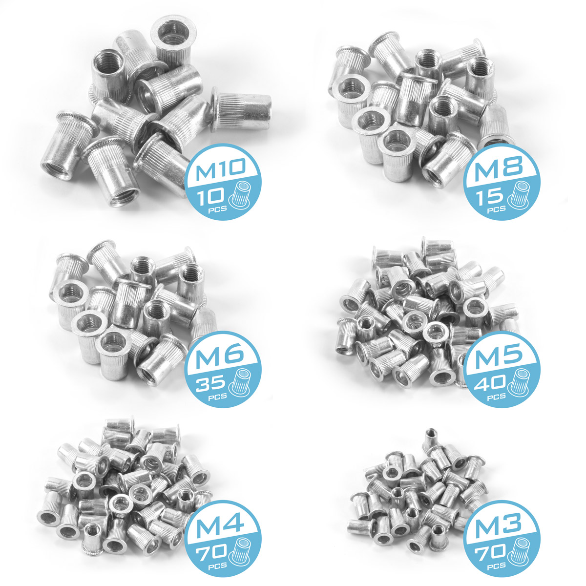 STAHLWERK Nietmuttern-Set, 500-teilig