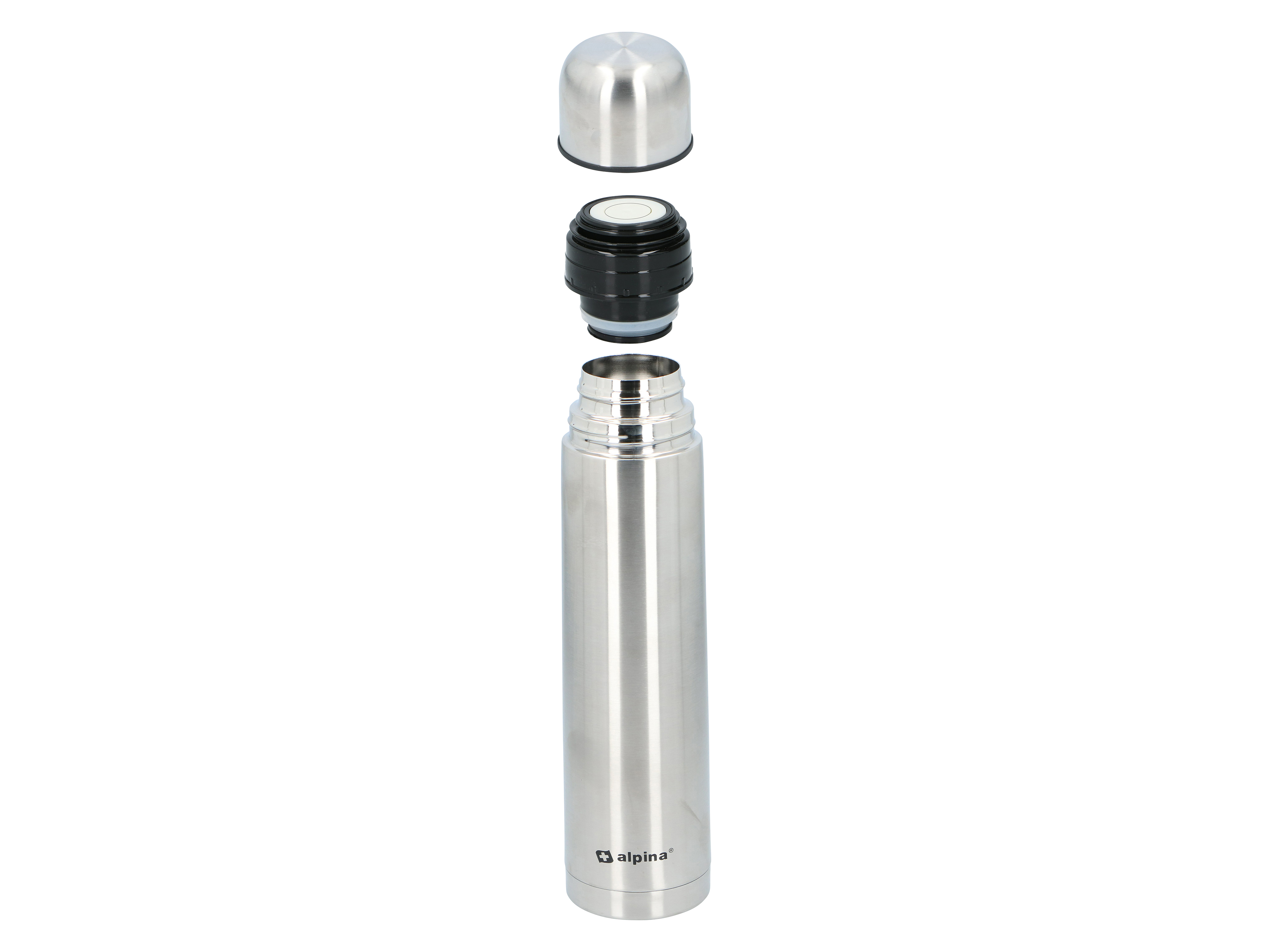 ALPINA Thermoskanne - Isolierkanne, Edelstahl, Doppelwand, mit Becher, 1L