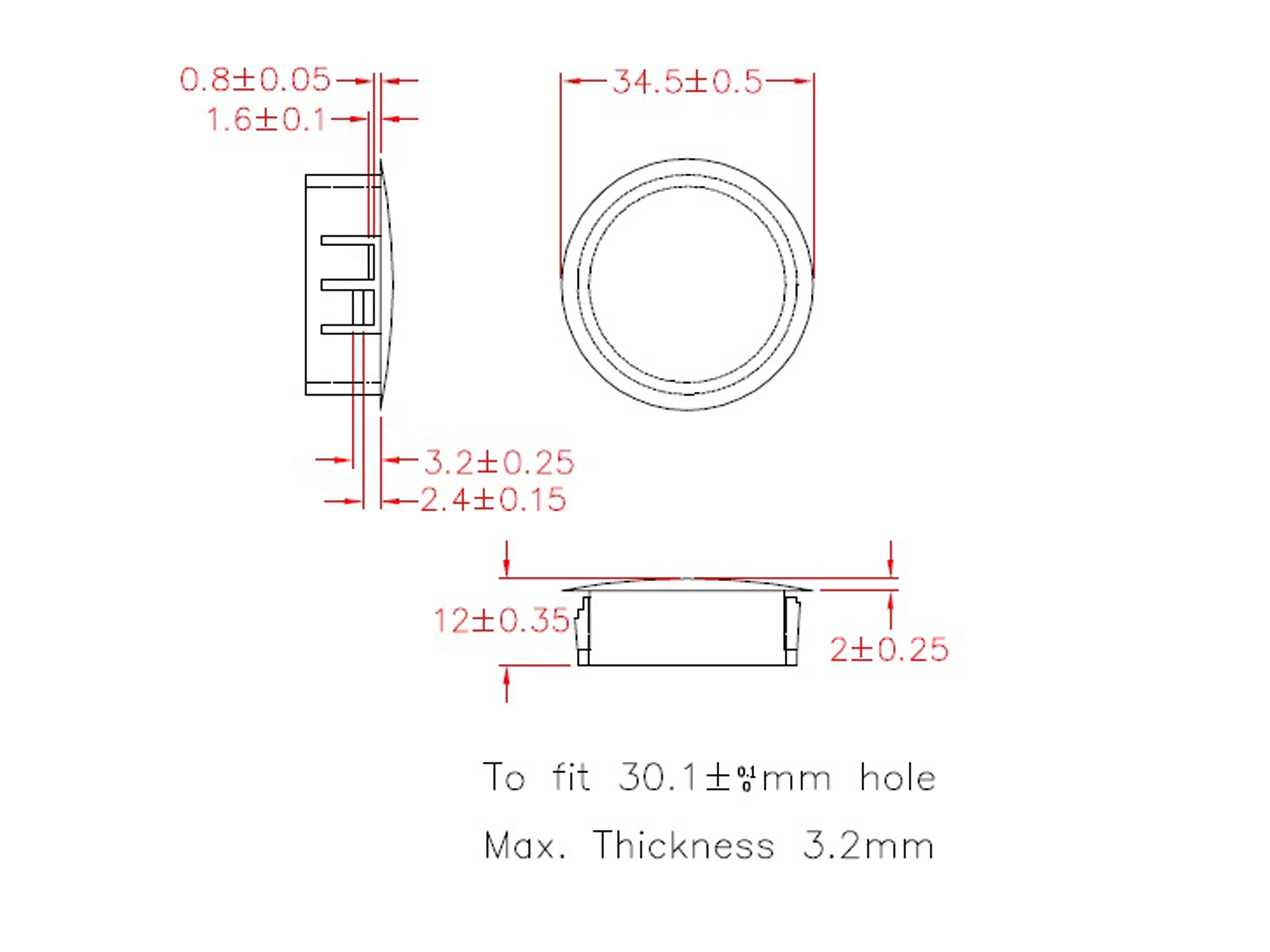 KSS Lochabdeckung Polyamid 6.6, schwarz, für Loch 30,1, Abdeckung-Ø 34,5, 1 Stück