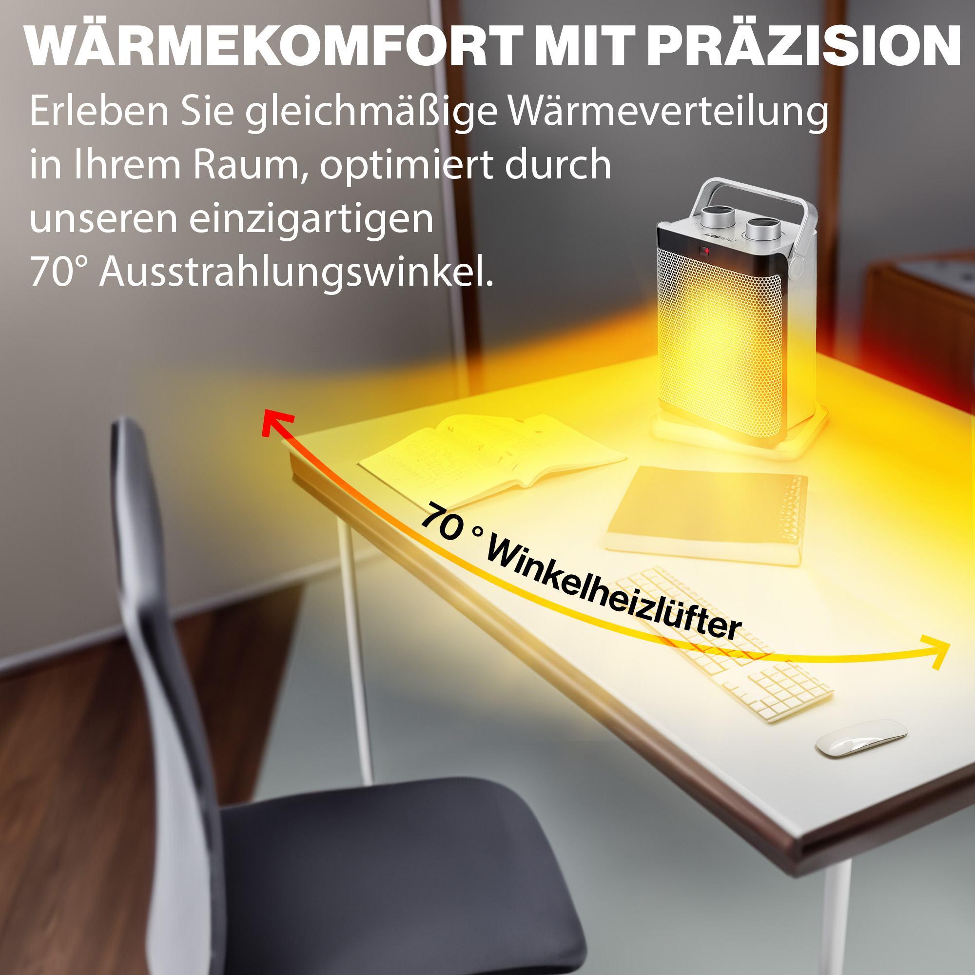 CLATRONIC Keramik-Heizlüfter HL3631, PTC-Keramik-Heizelement, 1000/1500 Watt